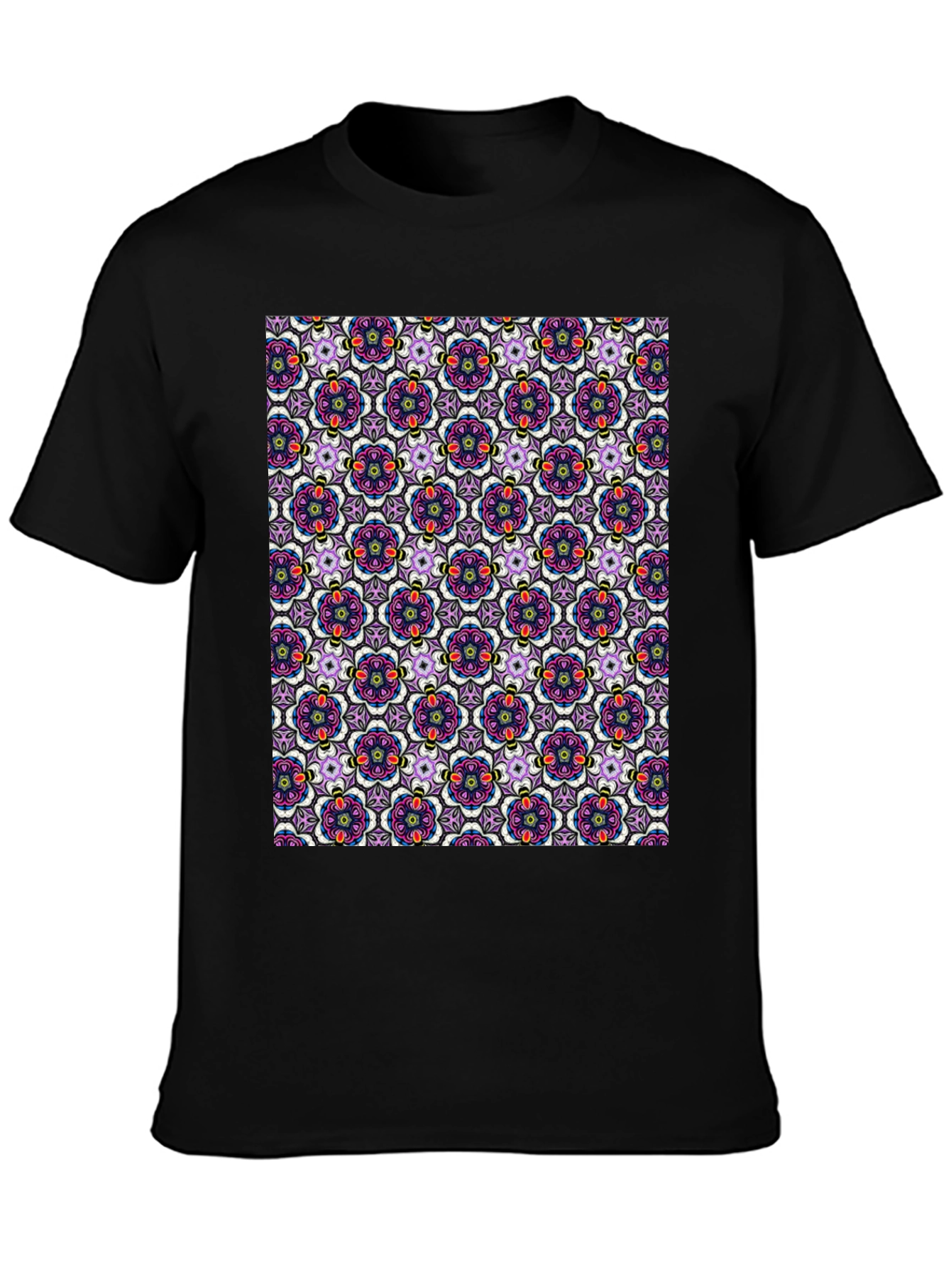 Floral Pattern T-Shirt - Mens Cotton Tee