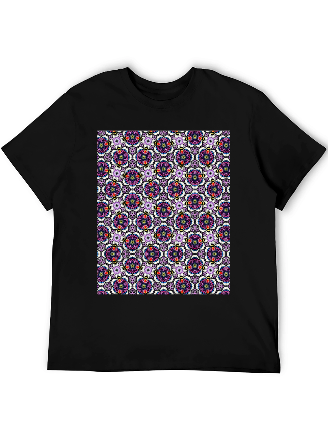 Floral Pattern T-Shirt - Mens Cotton Tee