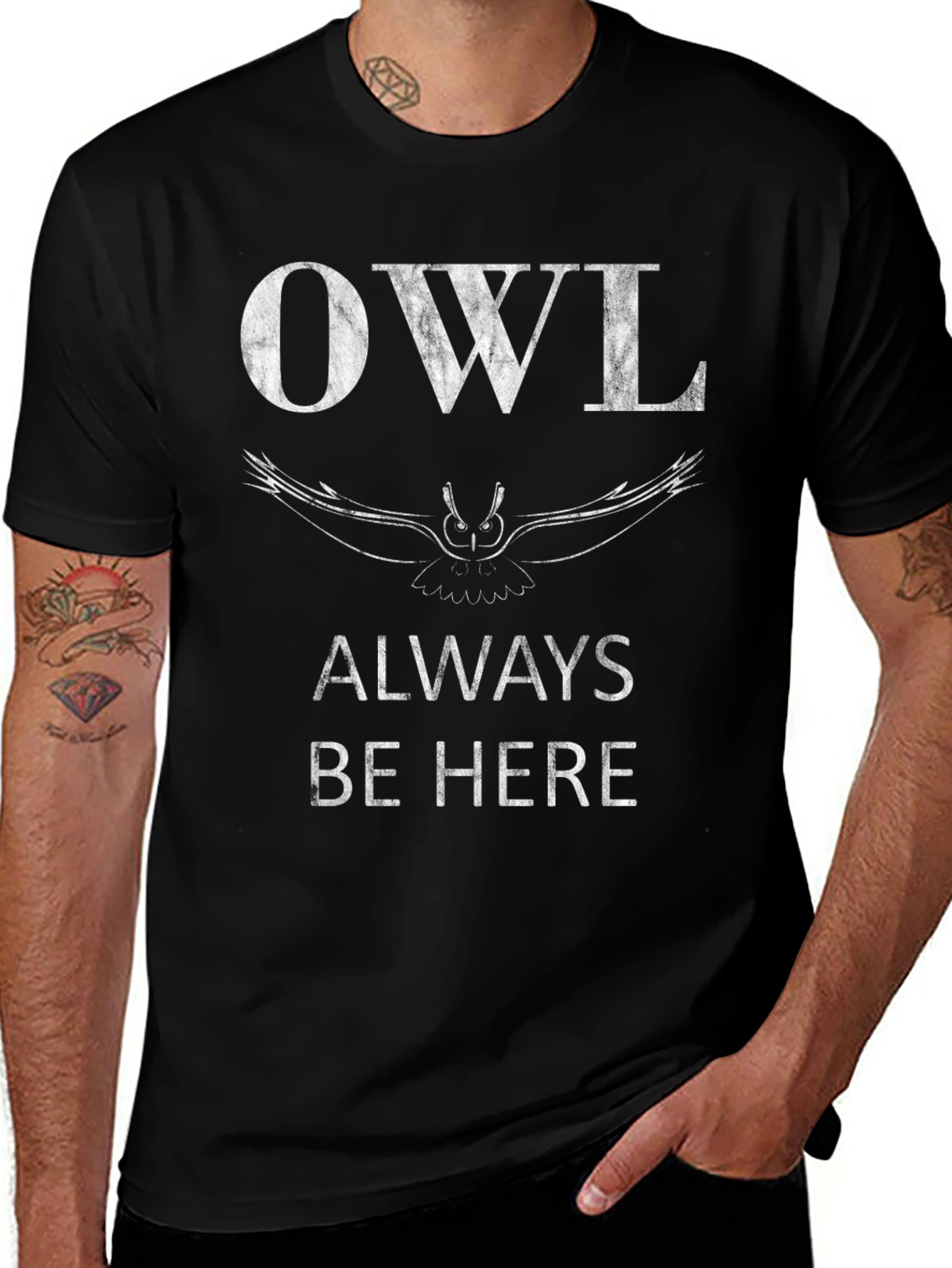 Owl Always Be Here Graphic Tee - Black