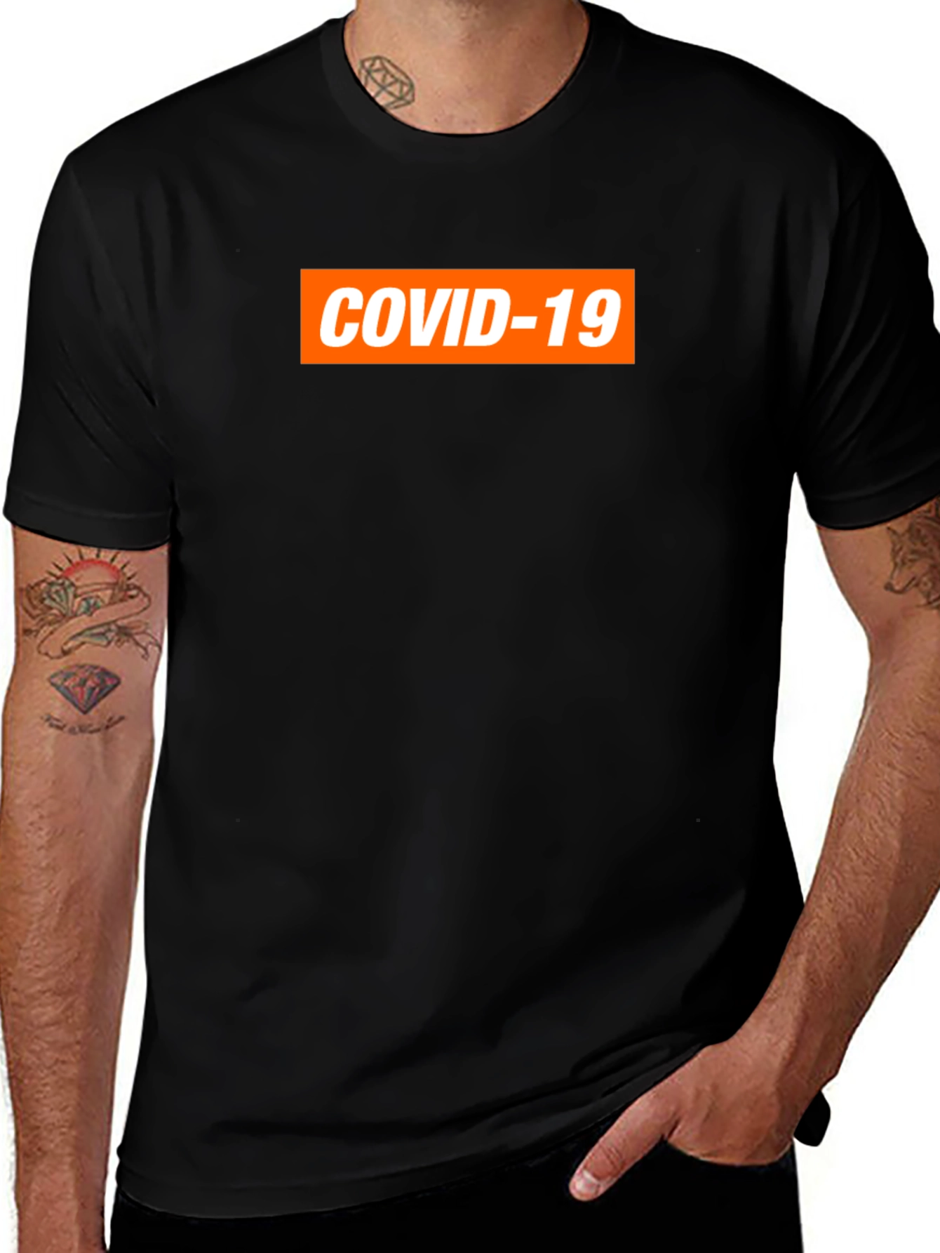 COVID-19 Graphic Tee - Black Short Sleeve Shirt