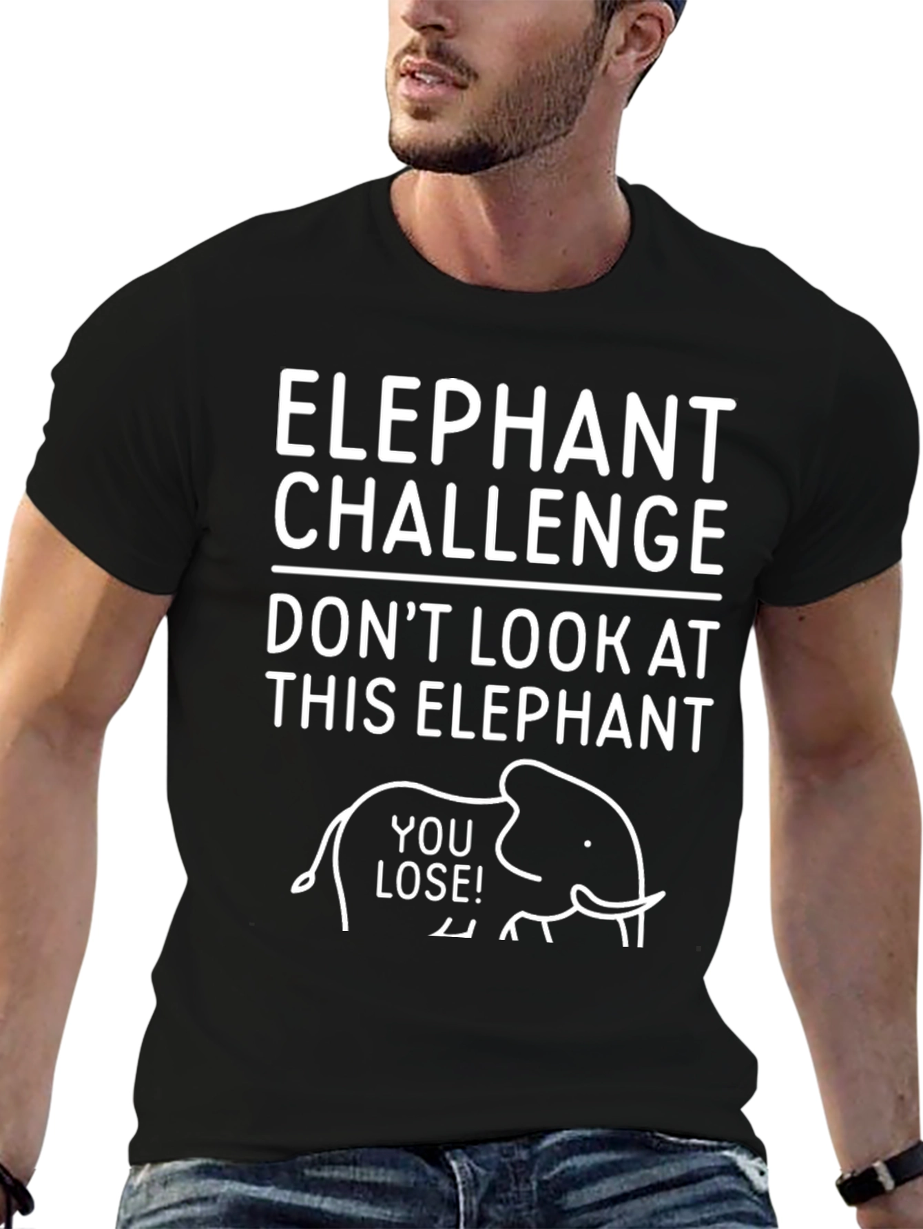 Elephant Challenge Tee - Dont Look! Graphic T-Shirt