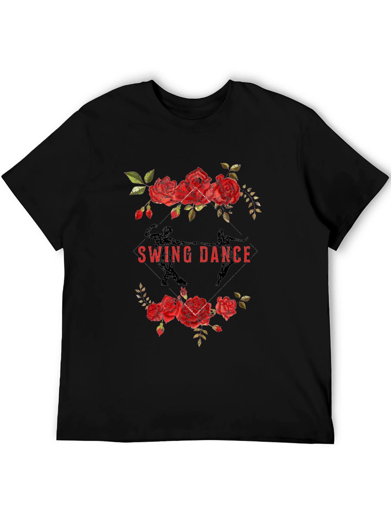 Swing Dance Floral Graphic Tee - Black