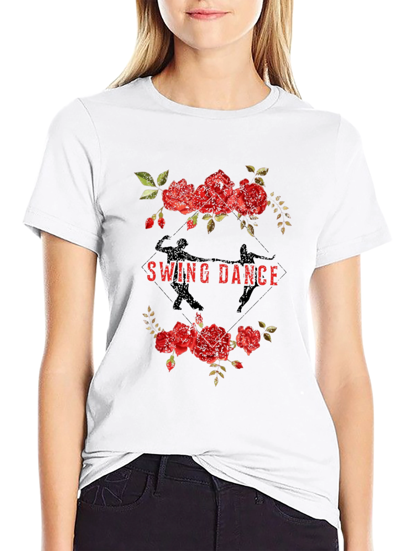 Swing Dance Floral Graphic Tee - Black