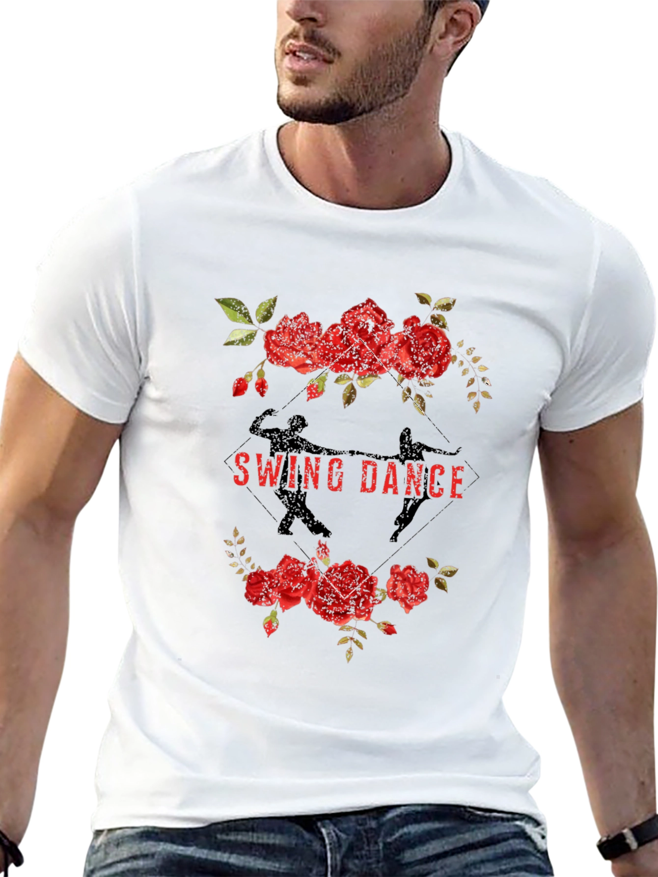 Swing Dance Floral Graphic Tee - Black