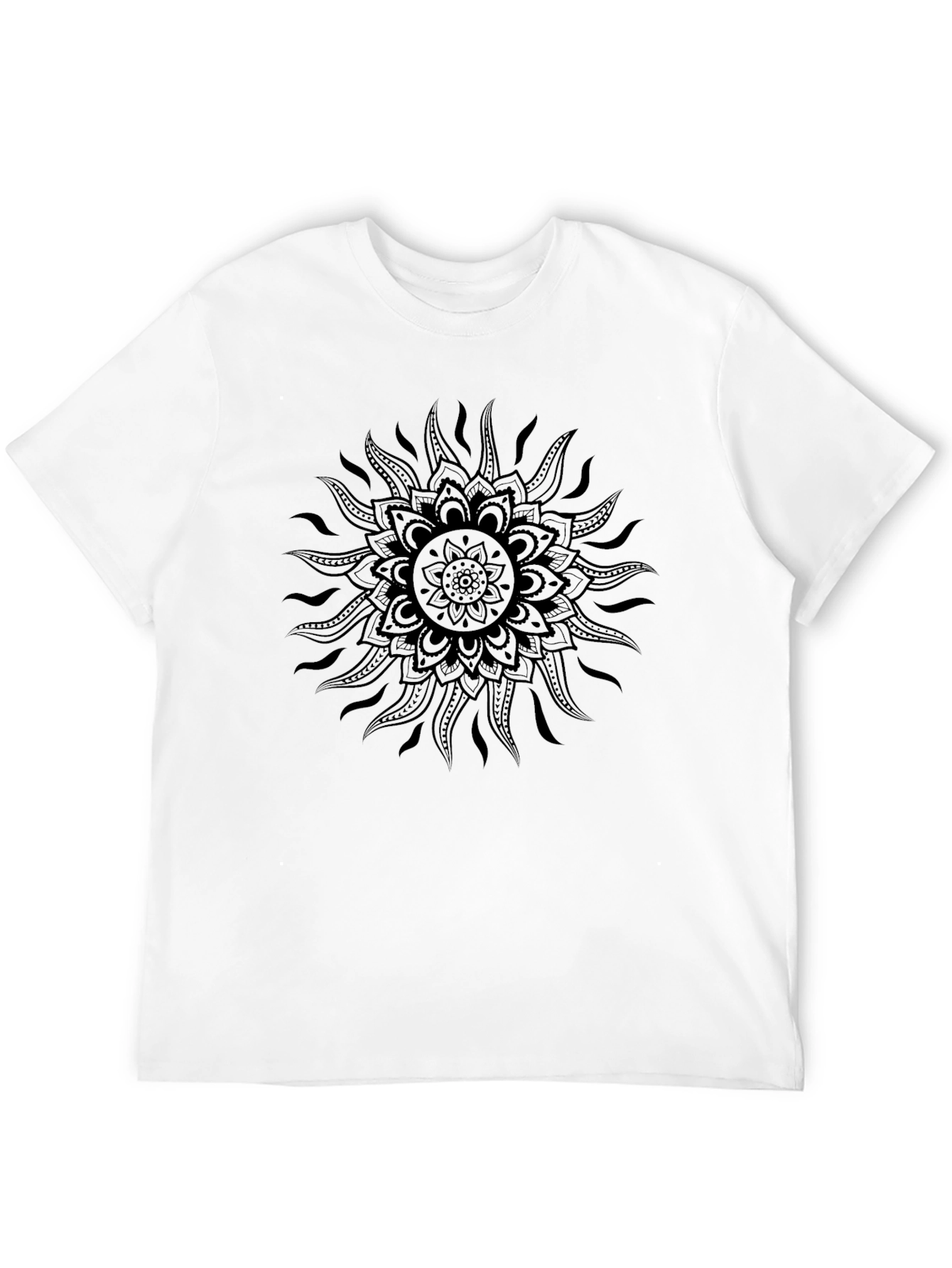 Black Sun Mandala Graphic Tee - Modern Style