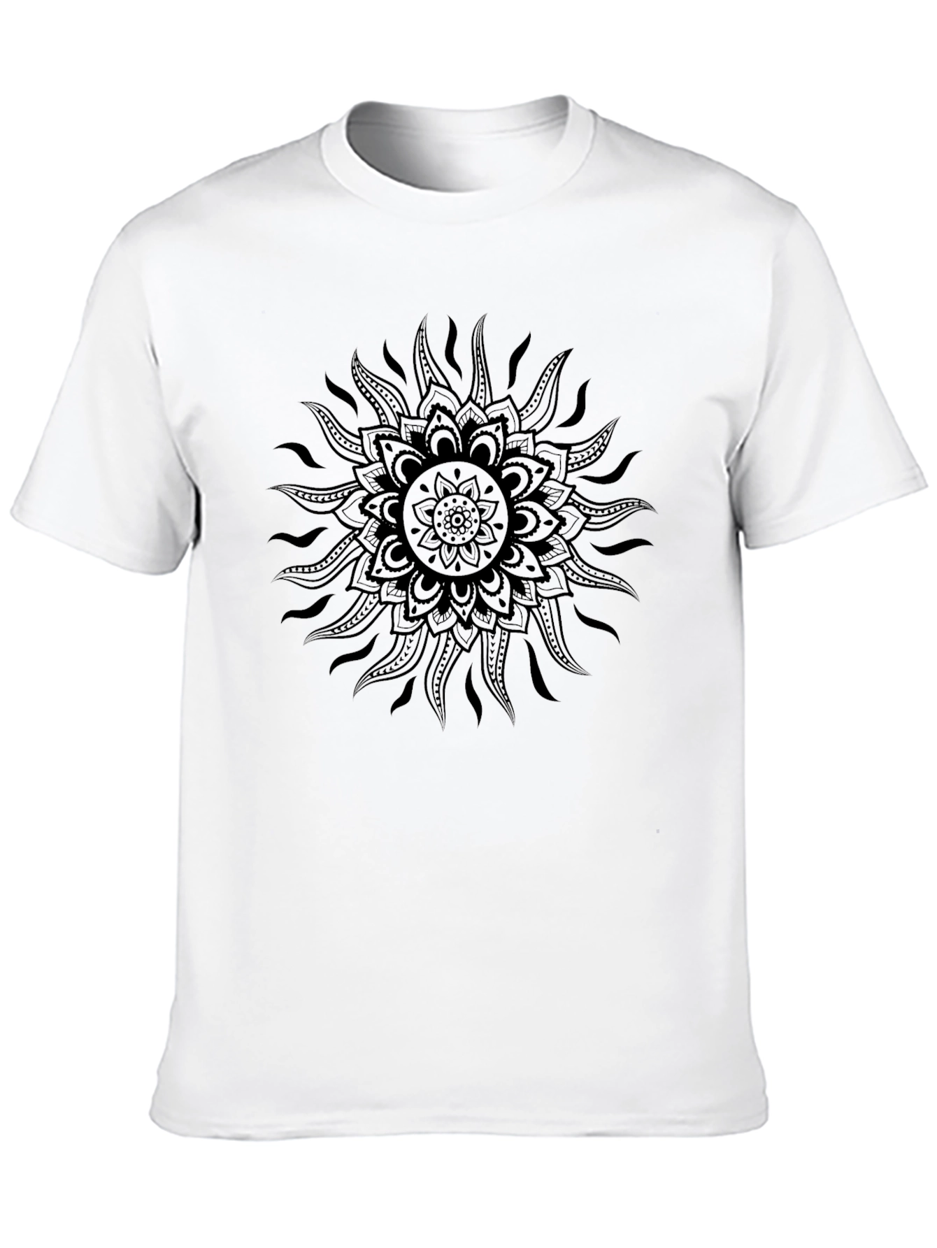 Black Sun Mandala Graphic Tee - Modern Style