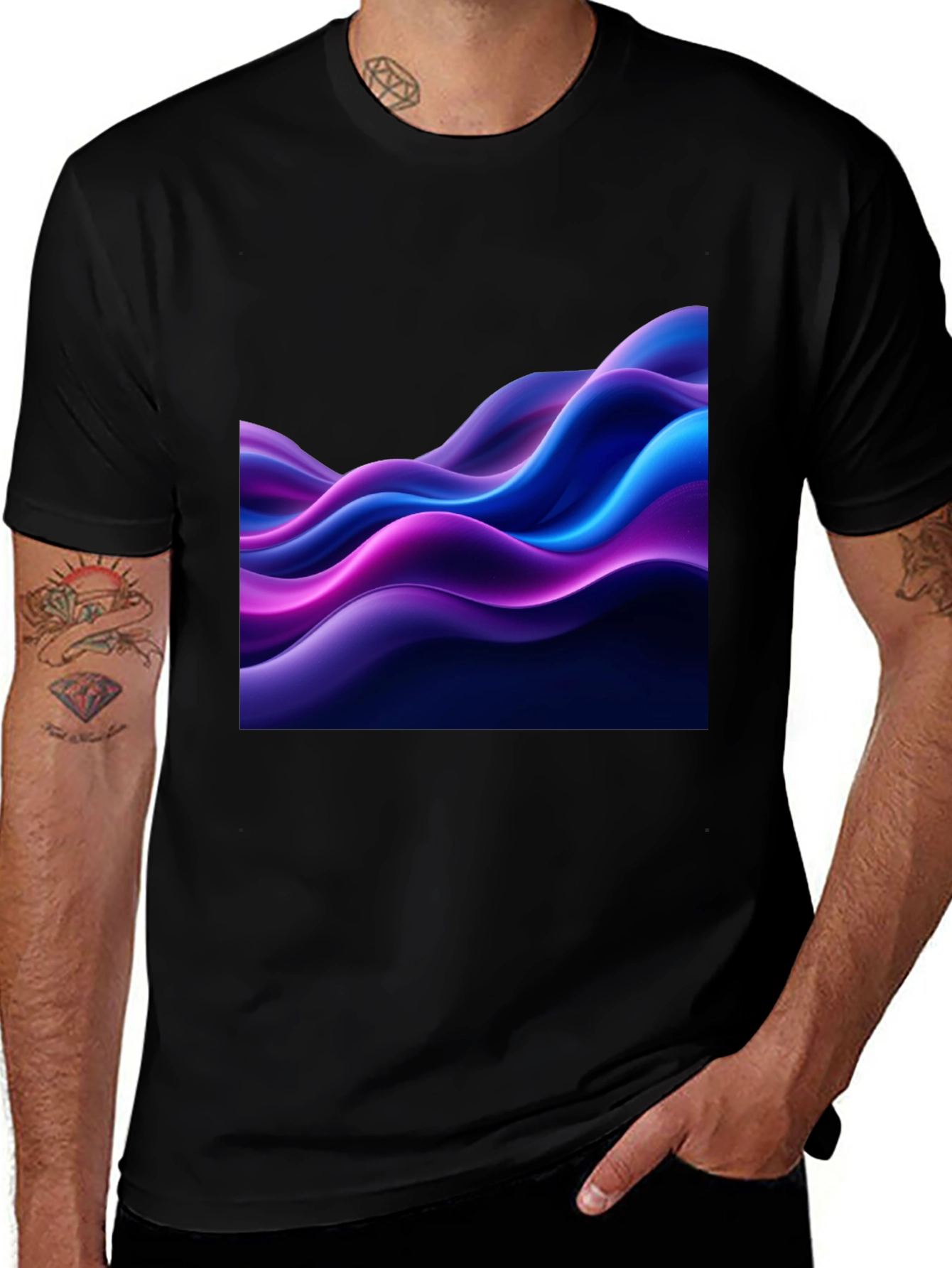 Abstract Wave Black T-Shirt