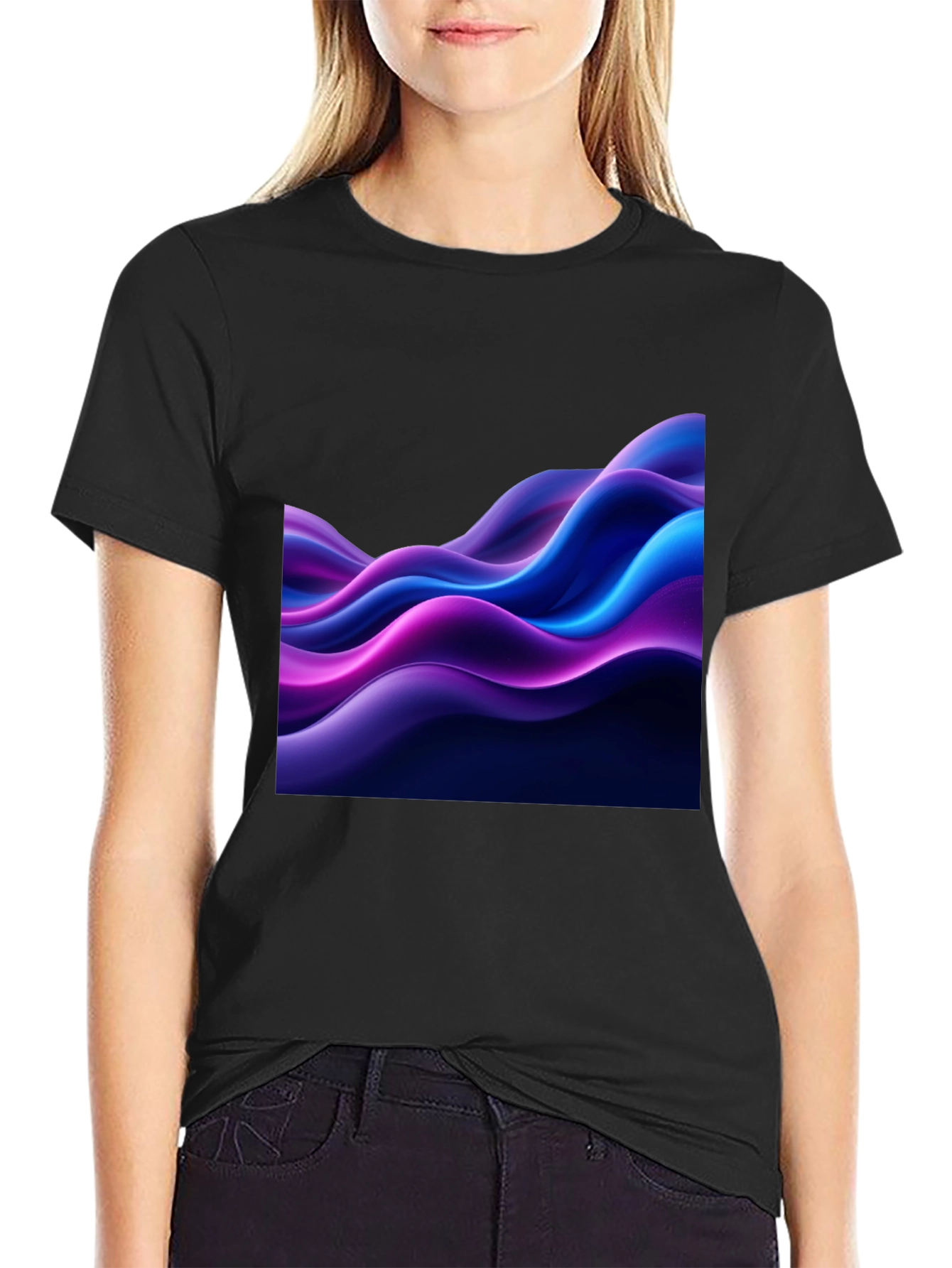 Abstract Wave Black T-Shirt