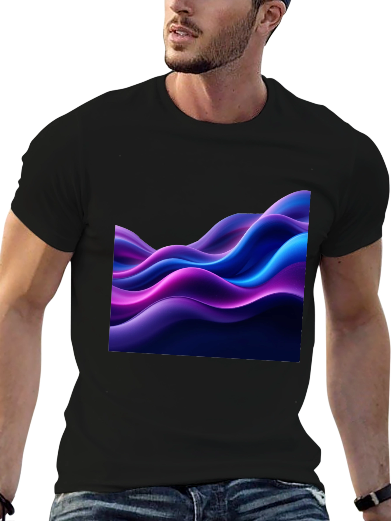 Abstract Wave Black T-Shirt