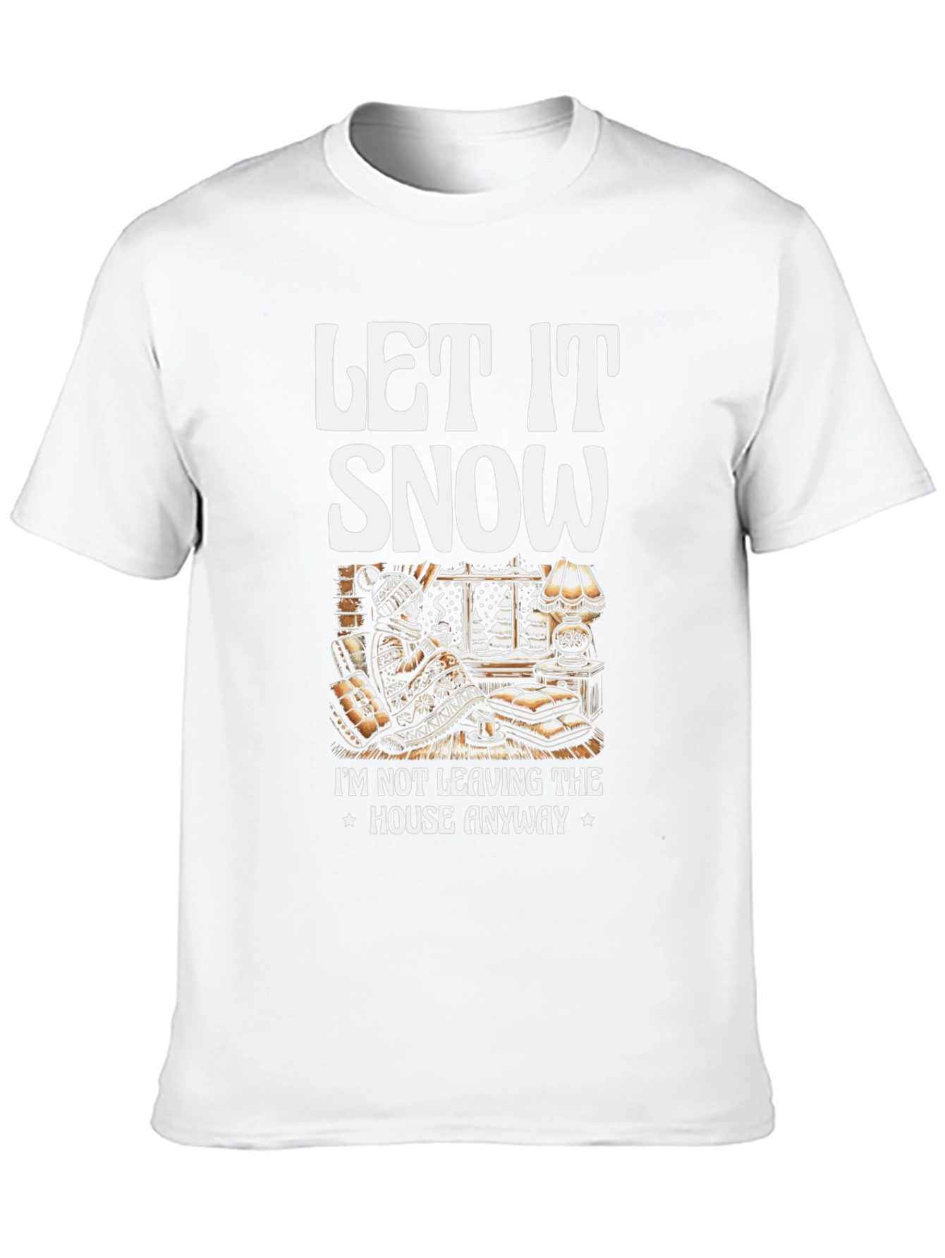 Let It Snow T-Shirt Winter Cozy Cabin Black Tee