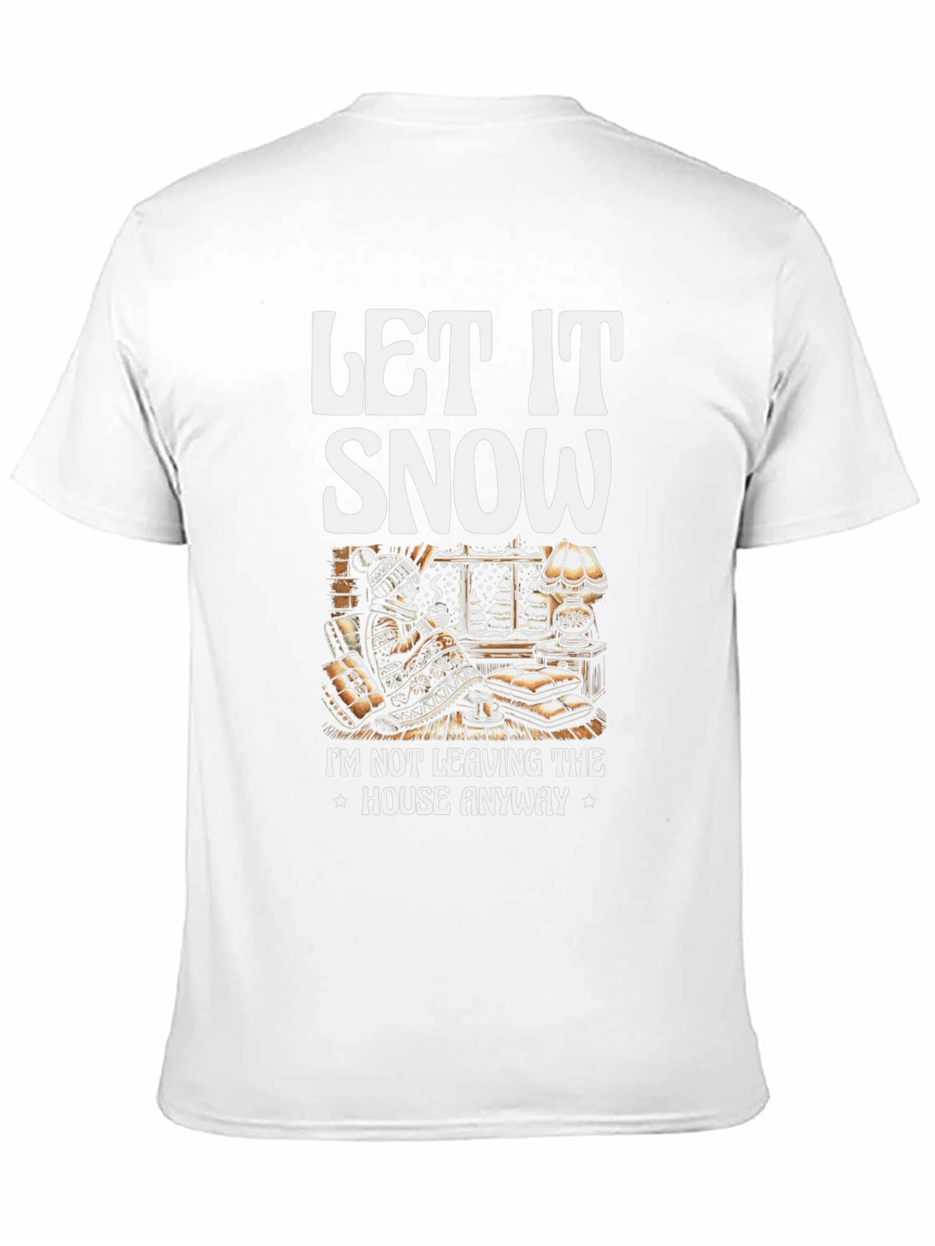 Let It Snow T-Shirt Winter Cozy Cabin Black Tee