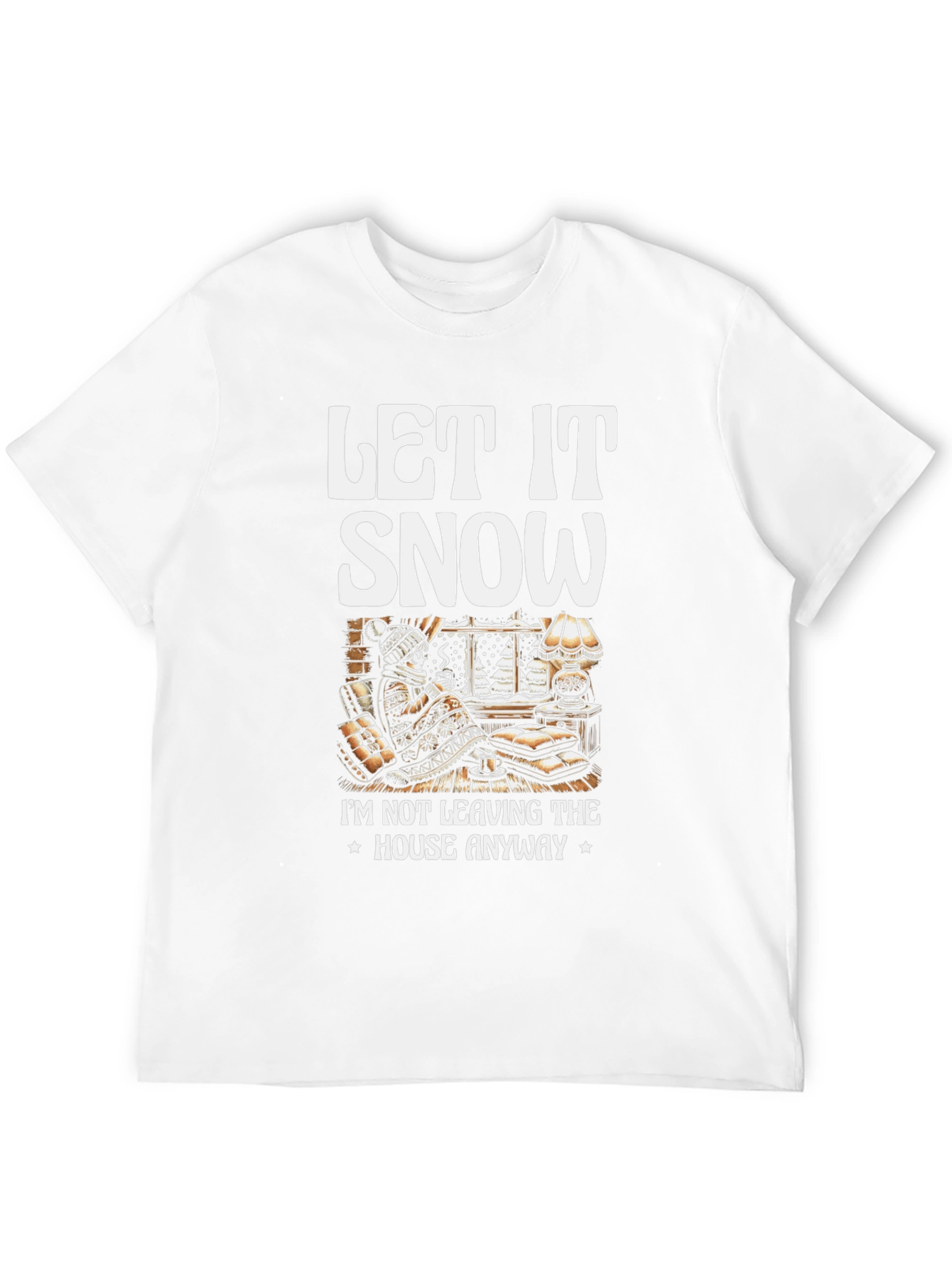 Let It Snow T-Shirt Winter Cozy Cabin Black Tee