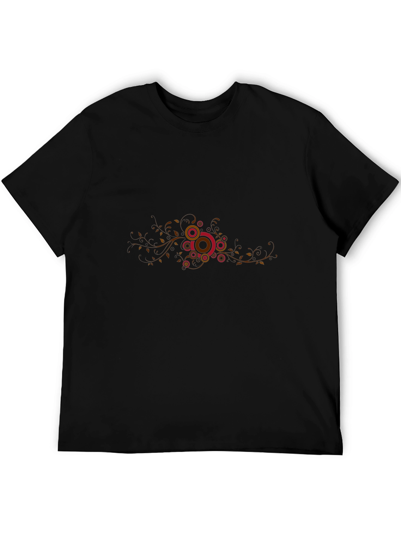 Black Graphic Tee - Retro Circle Vines