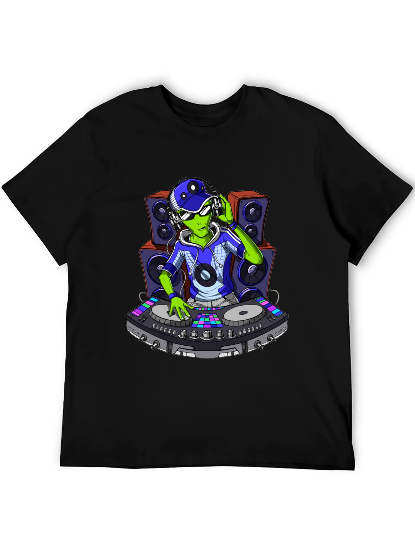 DJ Alien Graphic Tee - Black Cotton T-Shirt