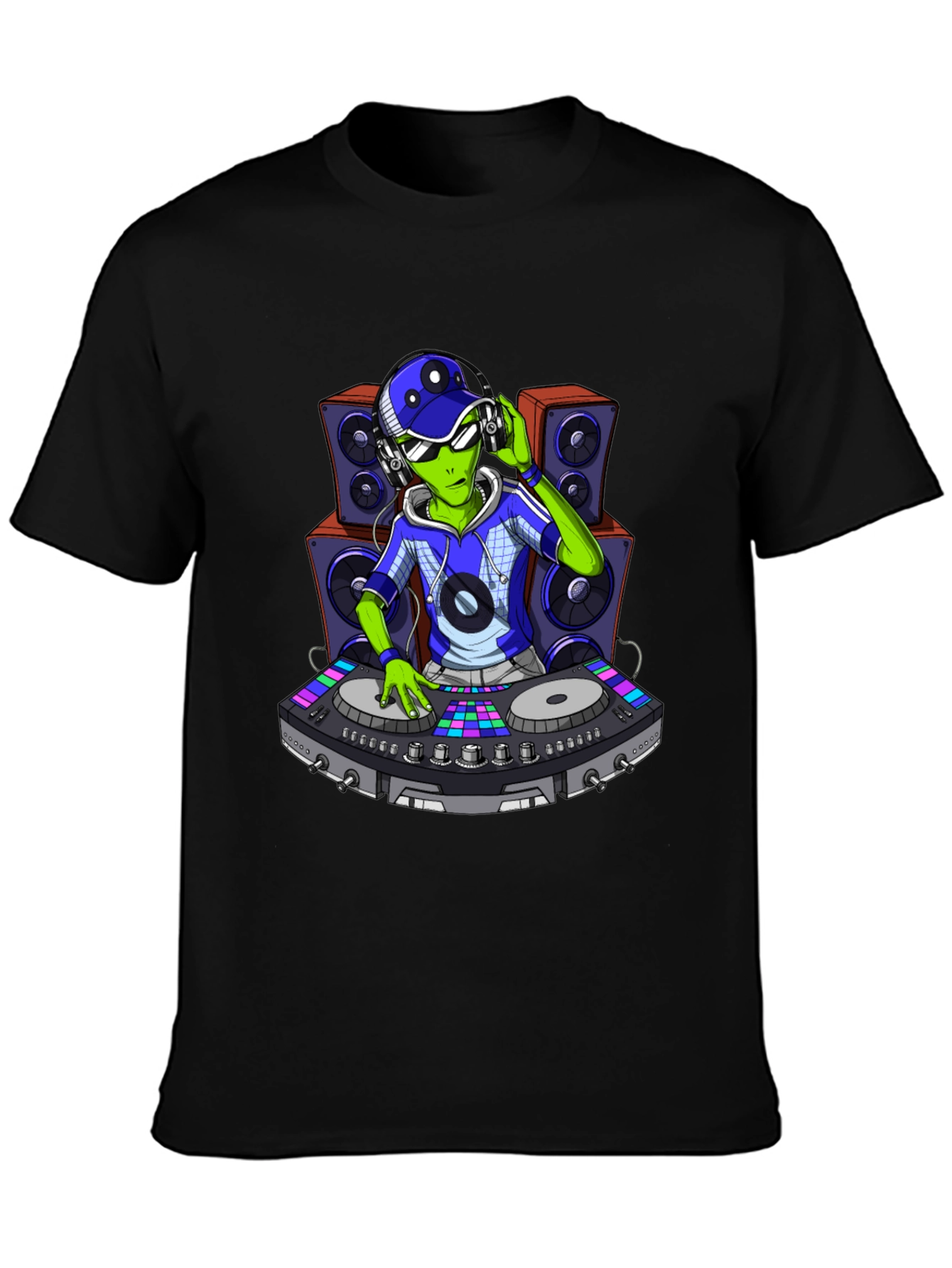 DJ Alien Graphic Tee - Black Cotton T-Shirt