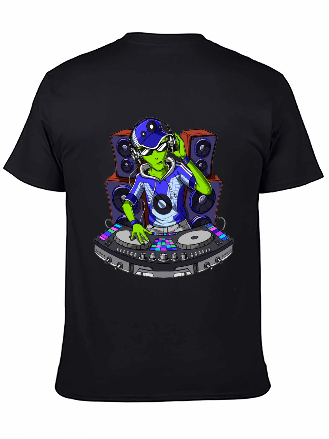 DJ Alien Graphic Tee - Black Cotton T-Shirt