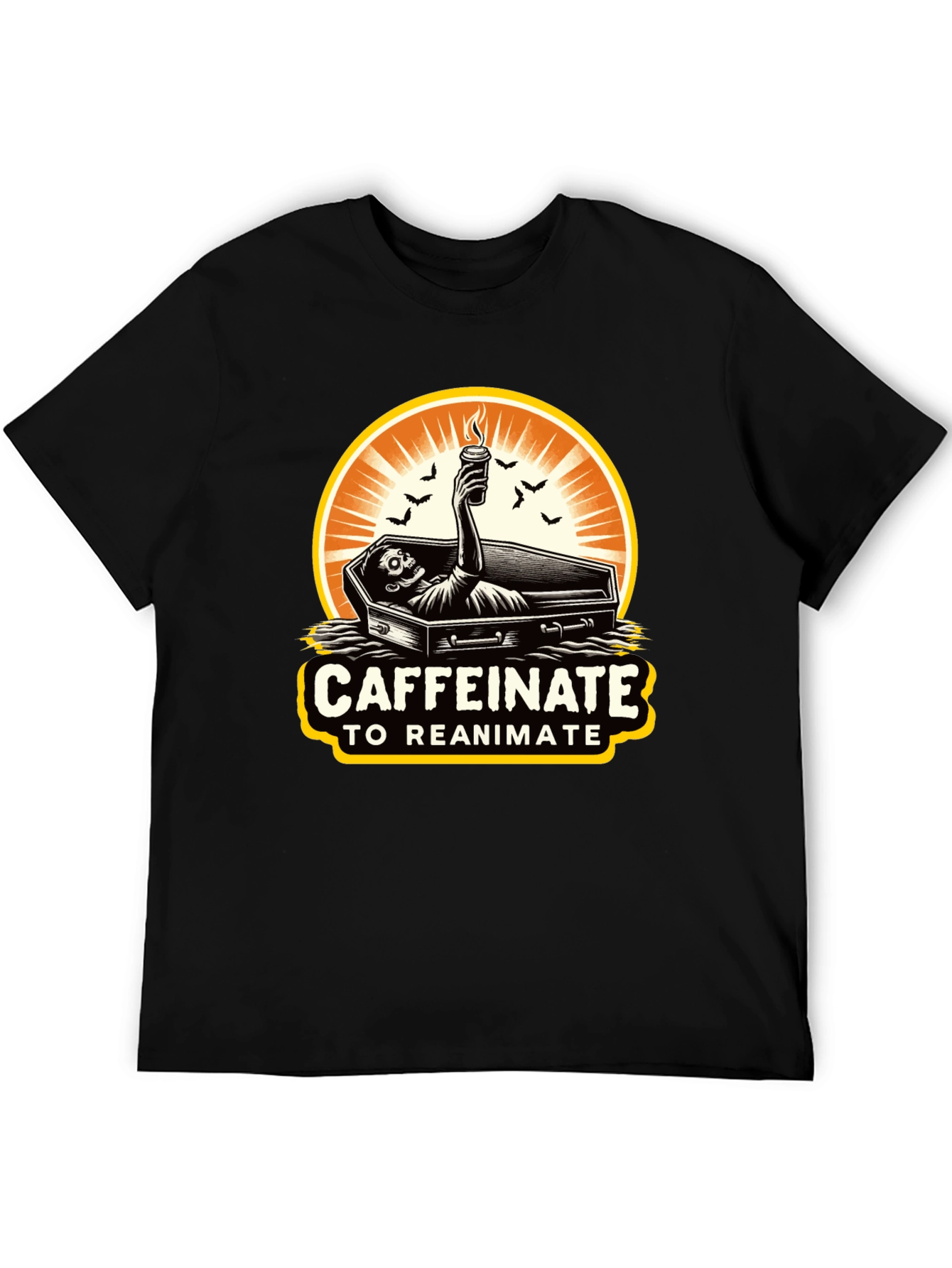 Caffeinate to Reanimate Graphic T-Shirt - Black