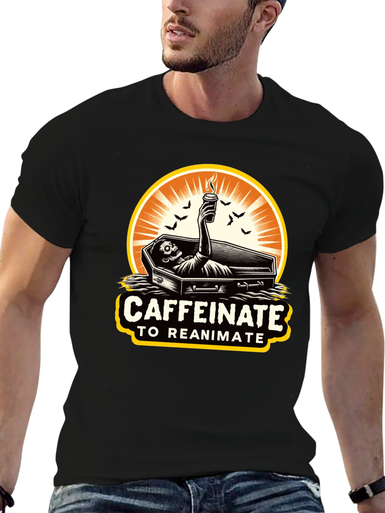 Caffeinate to Reanimate Graphic T-Shirt - Black