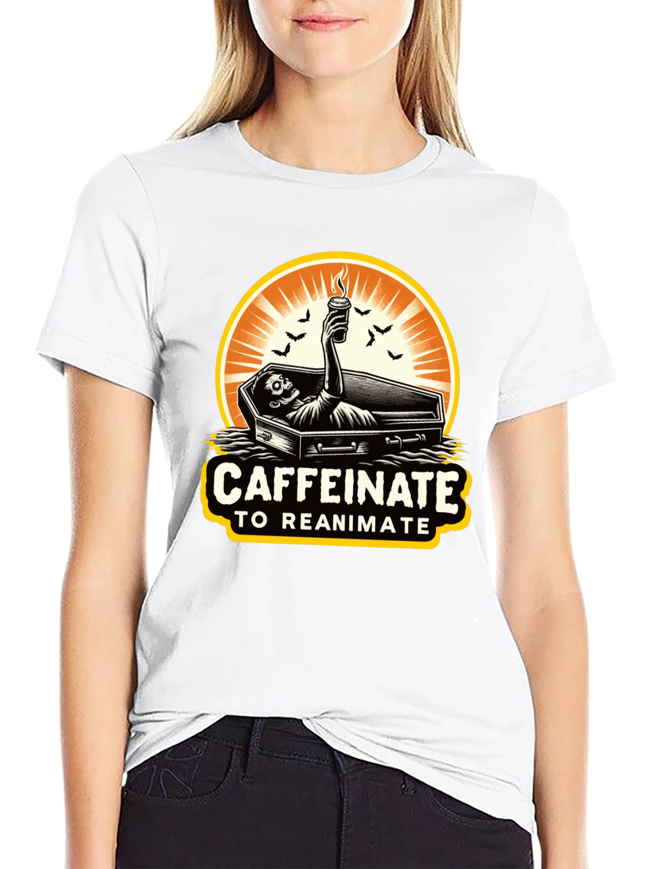 Caffeinate to Reanimate Graphic T-Shirt - Black