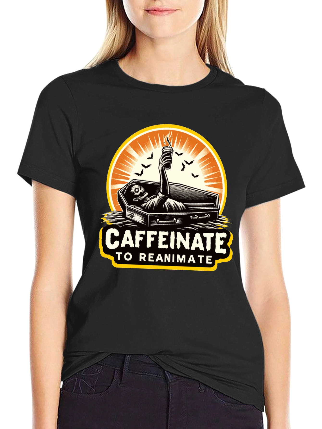 Caffeinate to Reanimate Graphic T-Shirt - Black