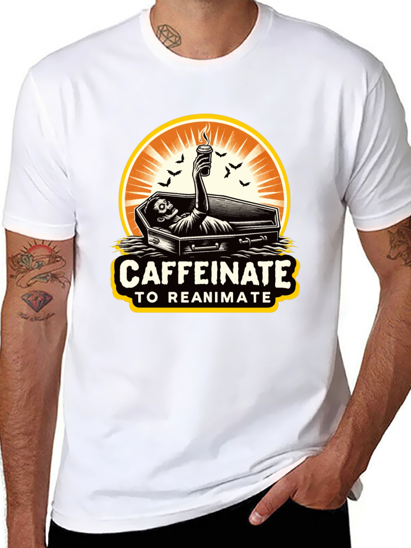 Caffeinate to Reanimate Graphic T-Shirt - Black