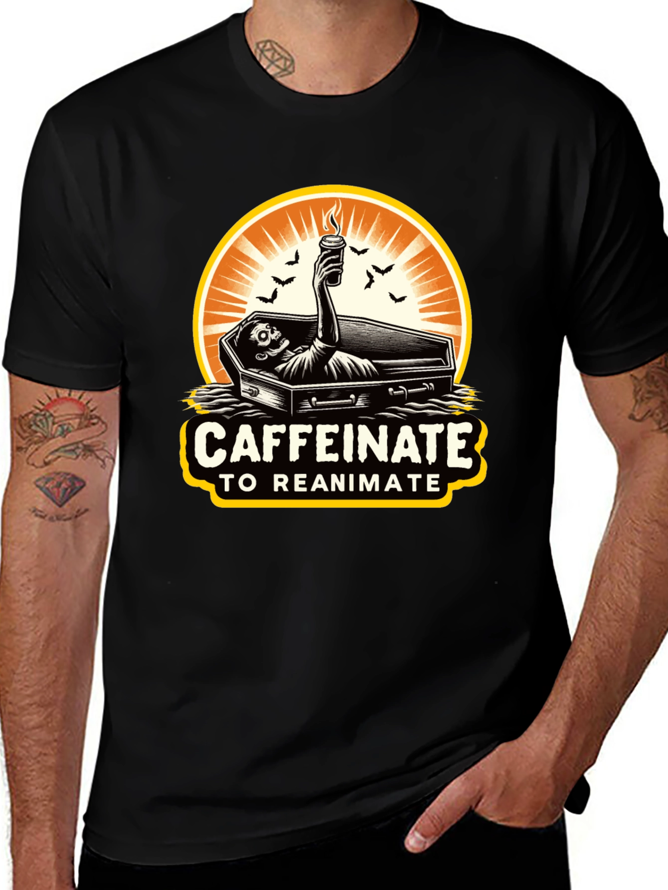 Caffeinate to Reanimate Graphic T-Shirt - Black