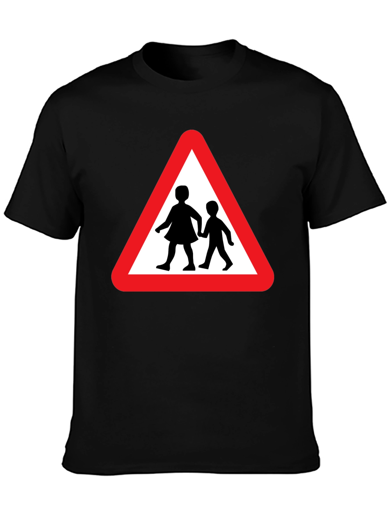 Caution Children Crossing Black T-Shirt
