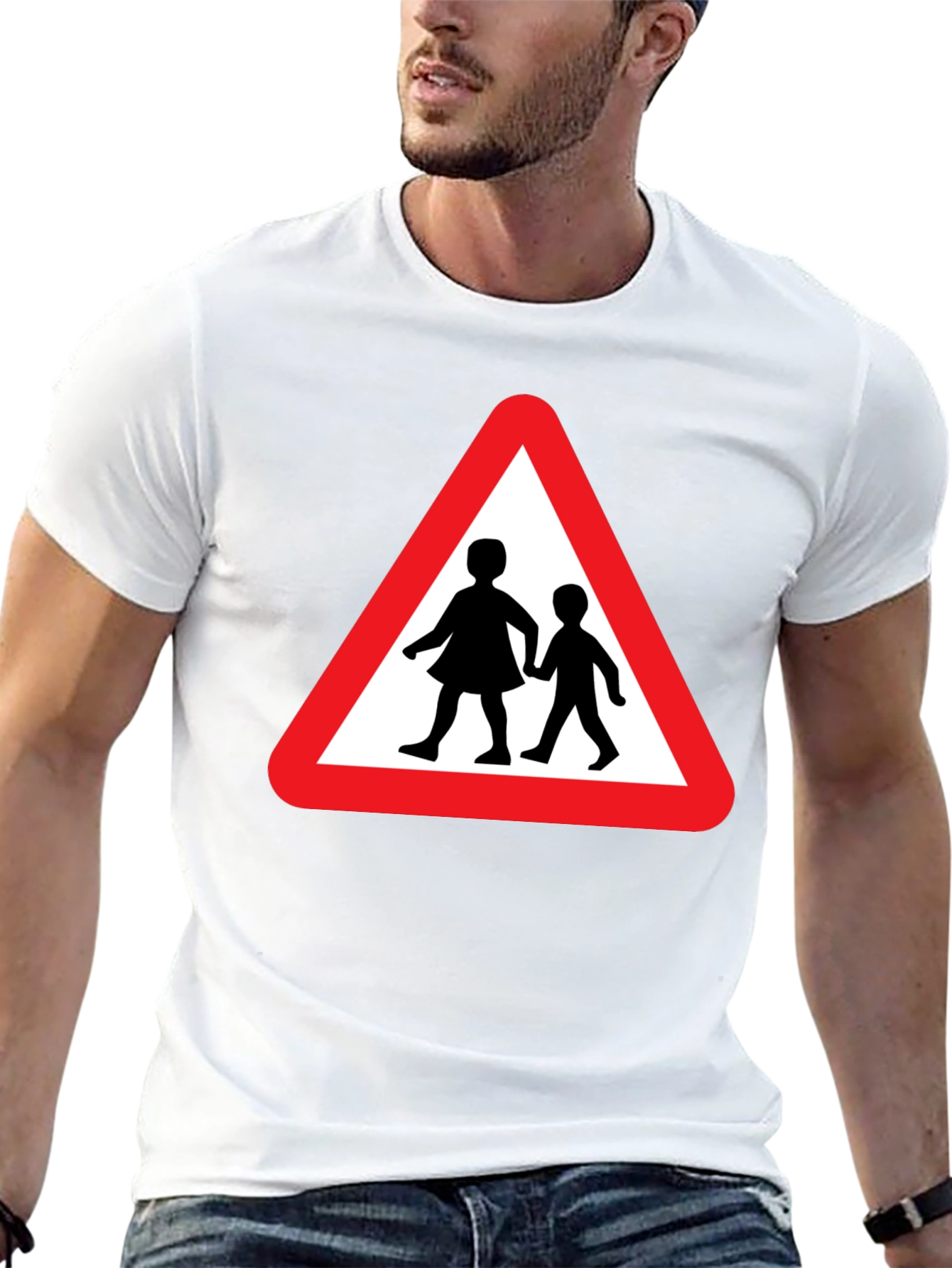 Caution Children Crossing Black T-Shirt