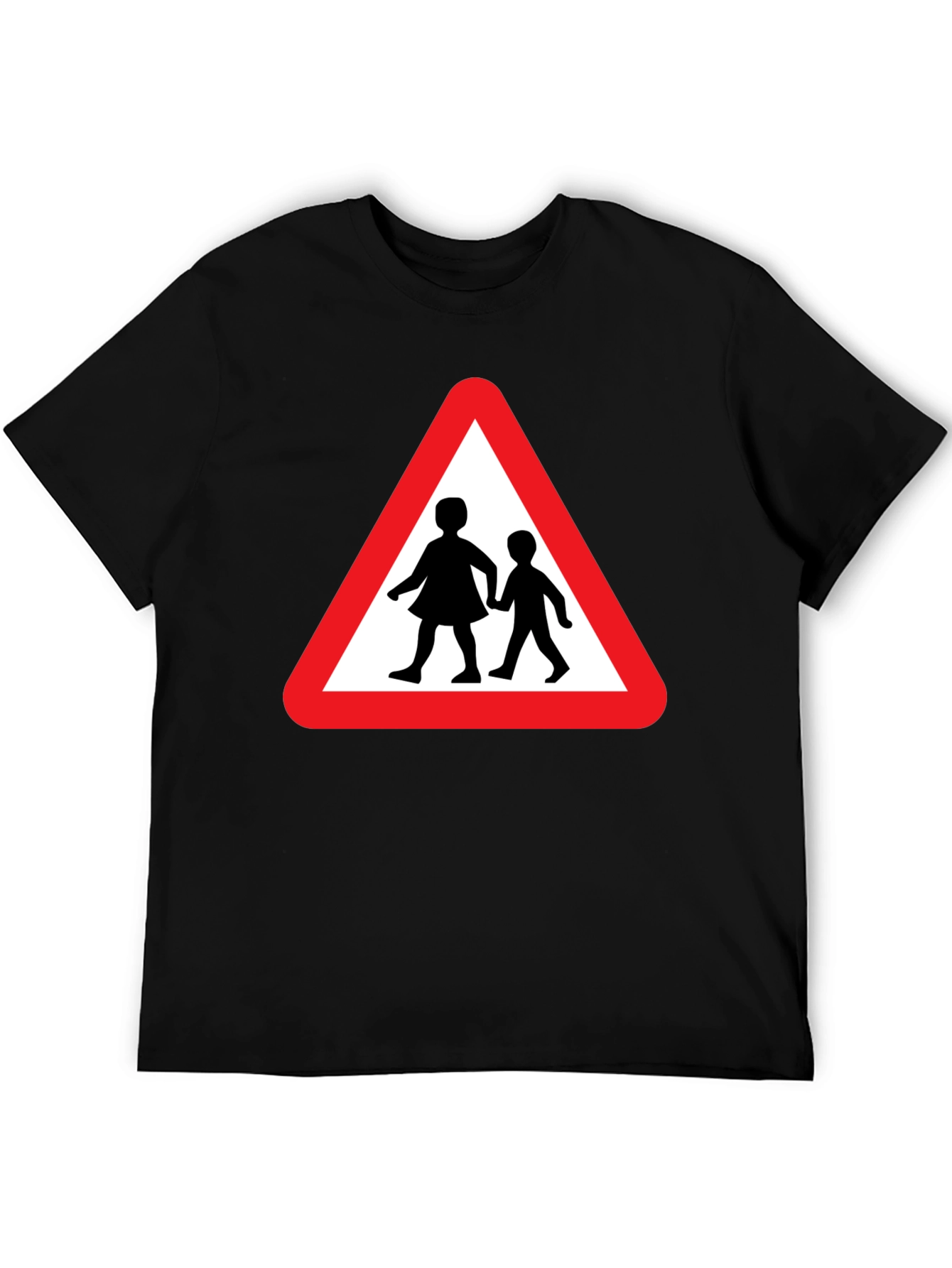 Caution Children Crossing Black T-Shirt