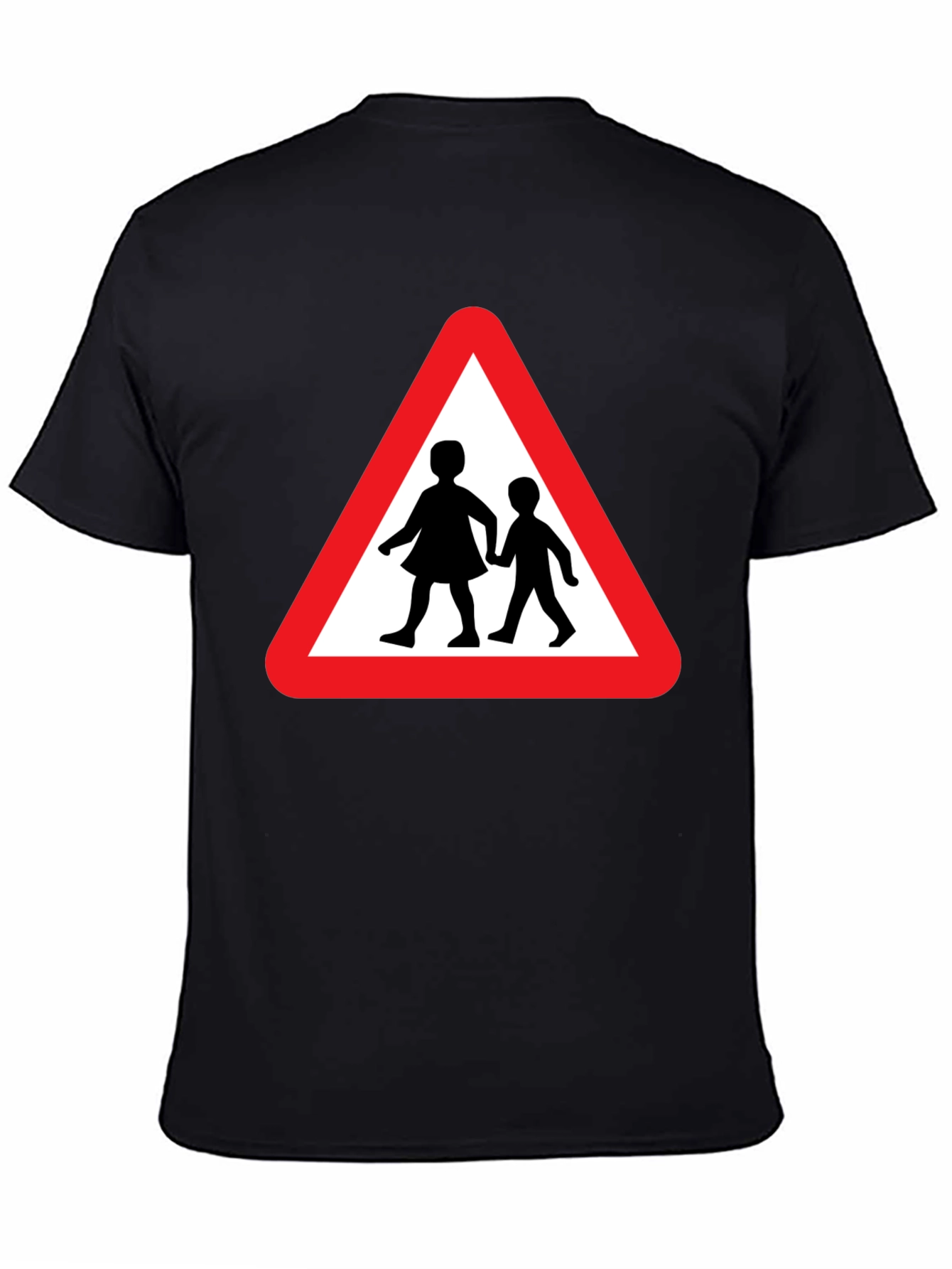 Caution Children Crossing Black T-Shirt