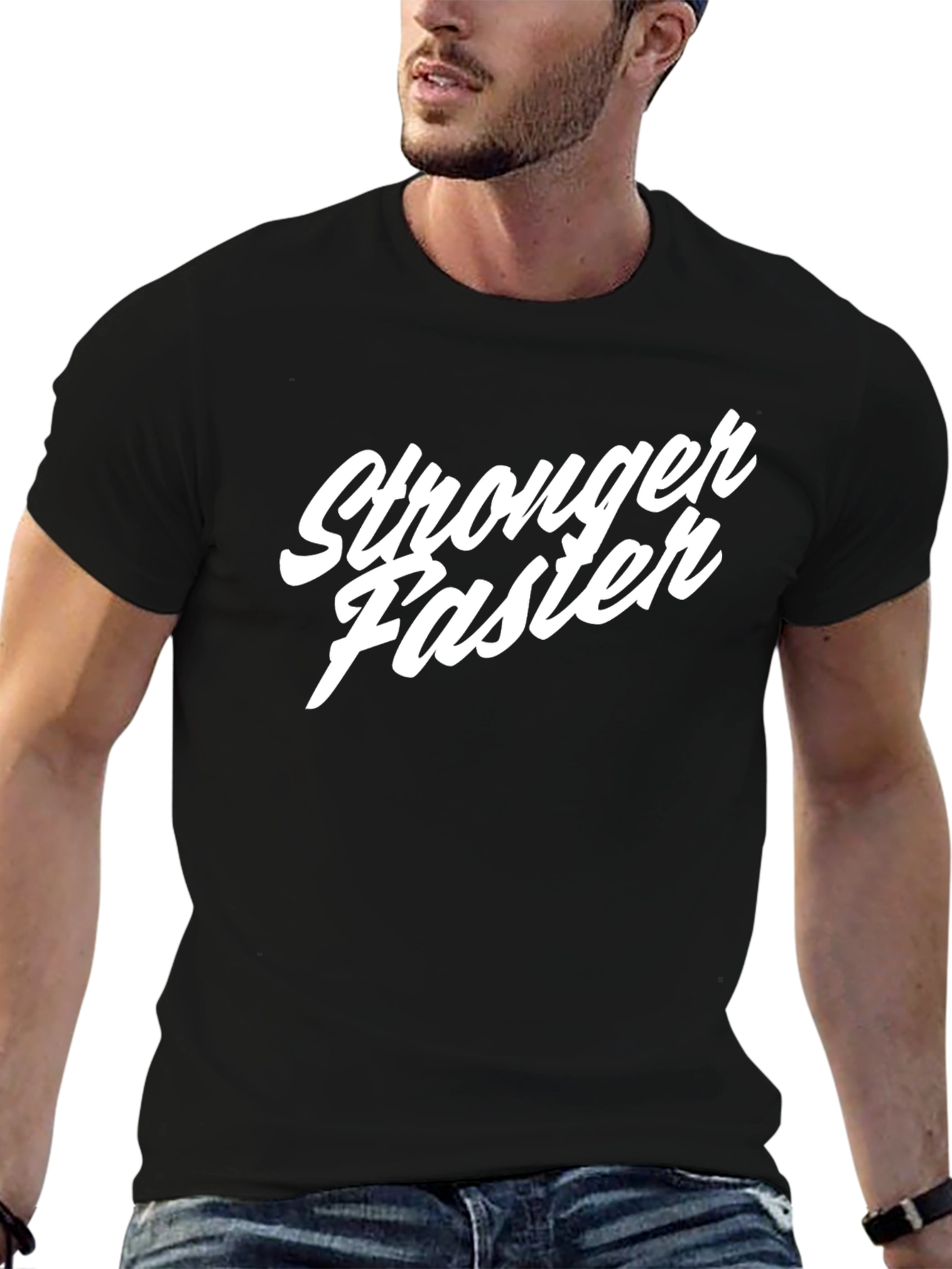 Stronger Faster Black Graphic Tee