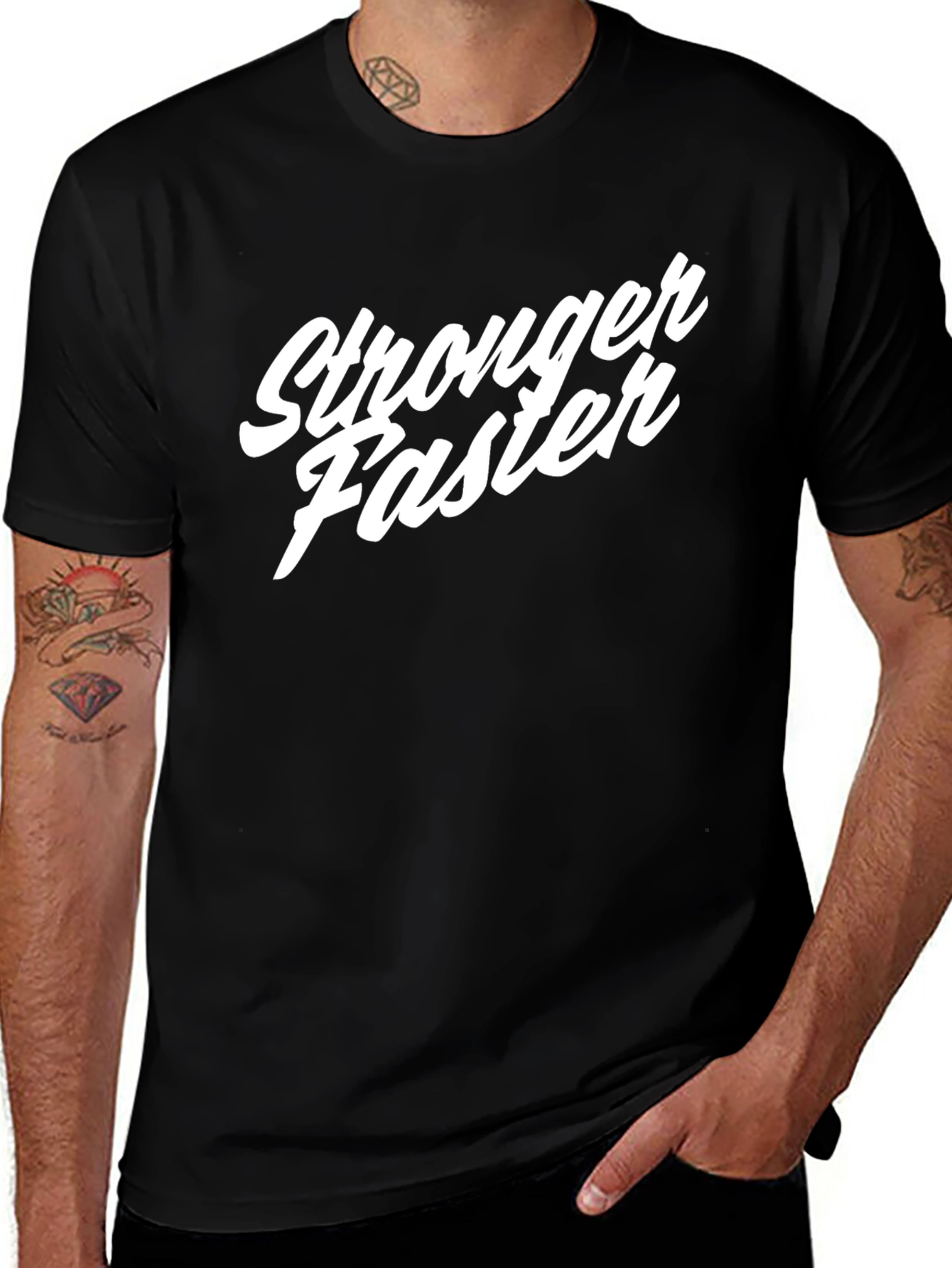Stronger Faster Black Graphic Tee