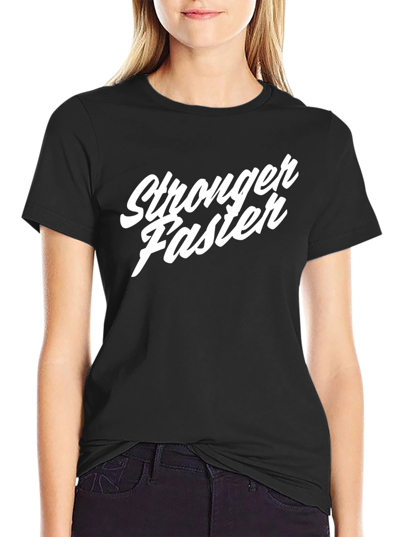 Stronger Faster Black Graphic Tee