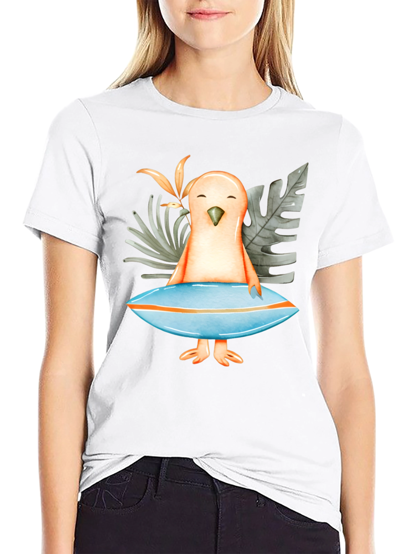 Surfer Bird Graphic T-Shirt - Tropical Vibe!