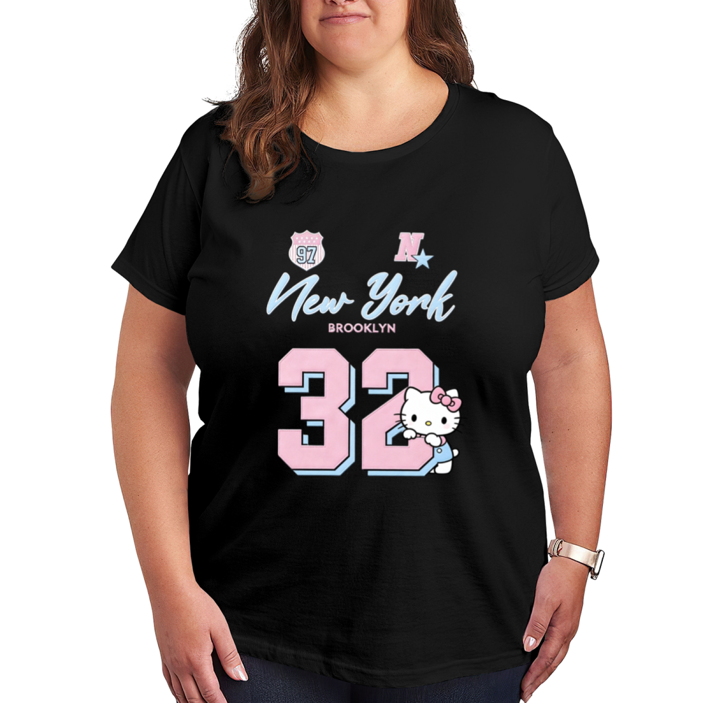 New York 32 Number Sporty Hello Kitty Varsity Plus?Size Women Tee