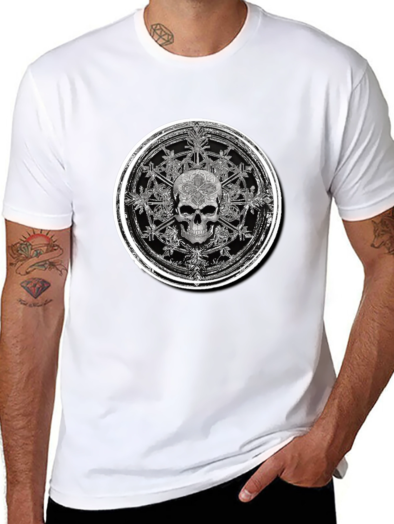 Skull Mandala Graphic Tee - Mens Black T-Shirt