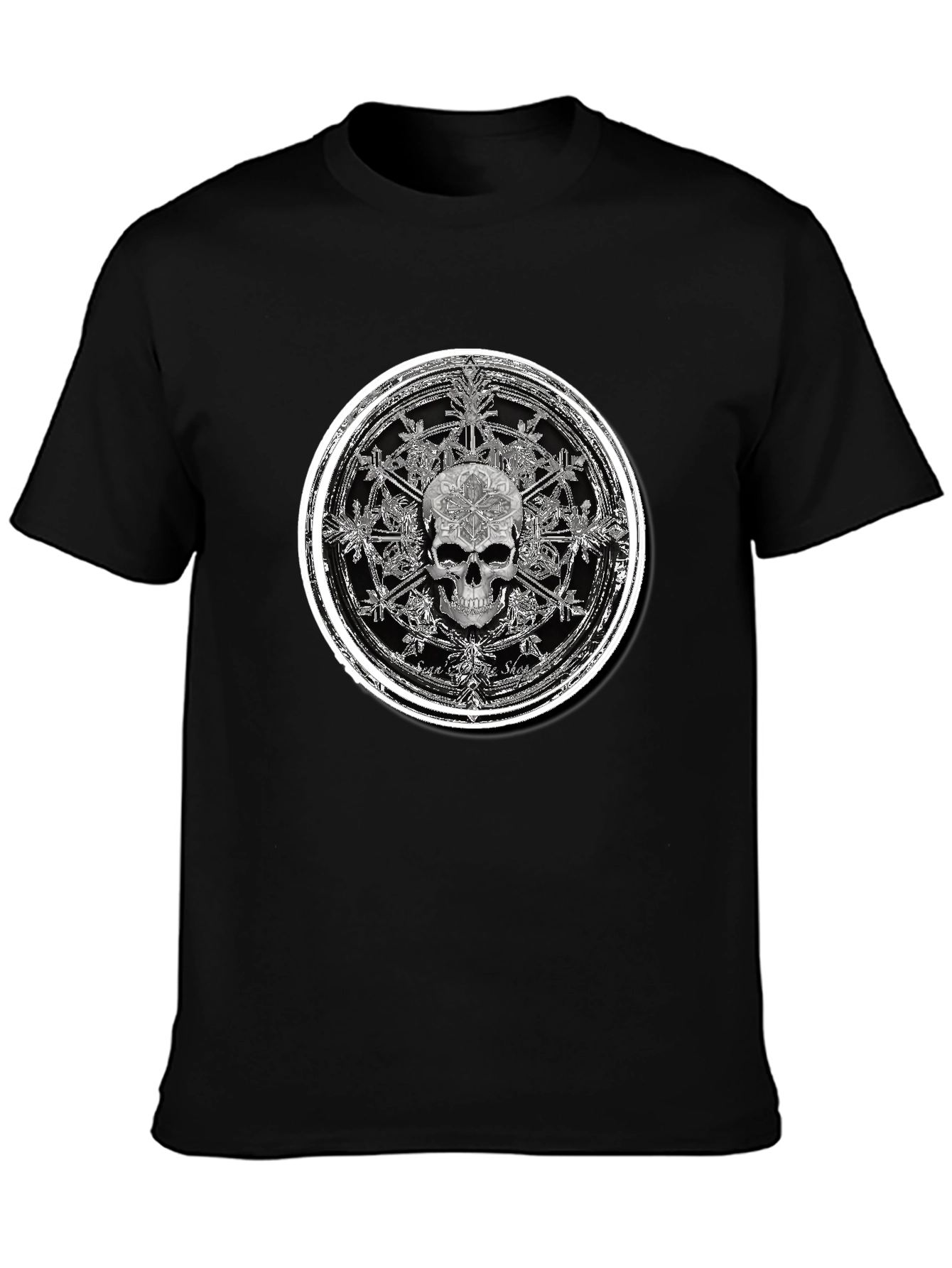 Skull Mandala Graphic Tee - Mens Black T-Shirt