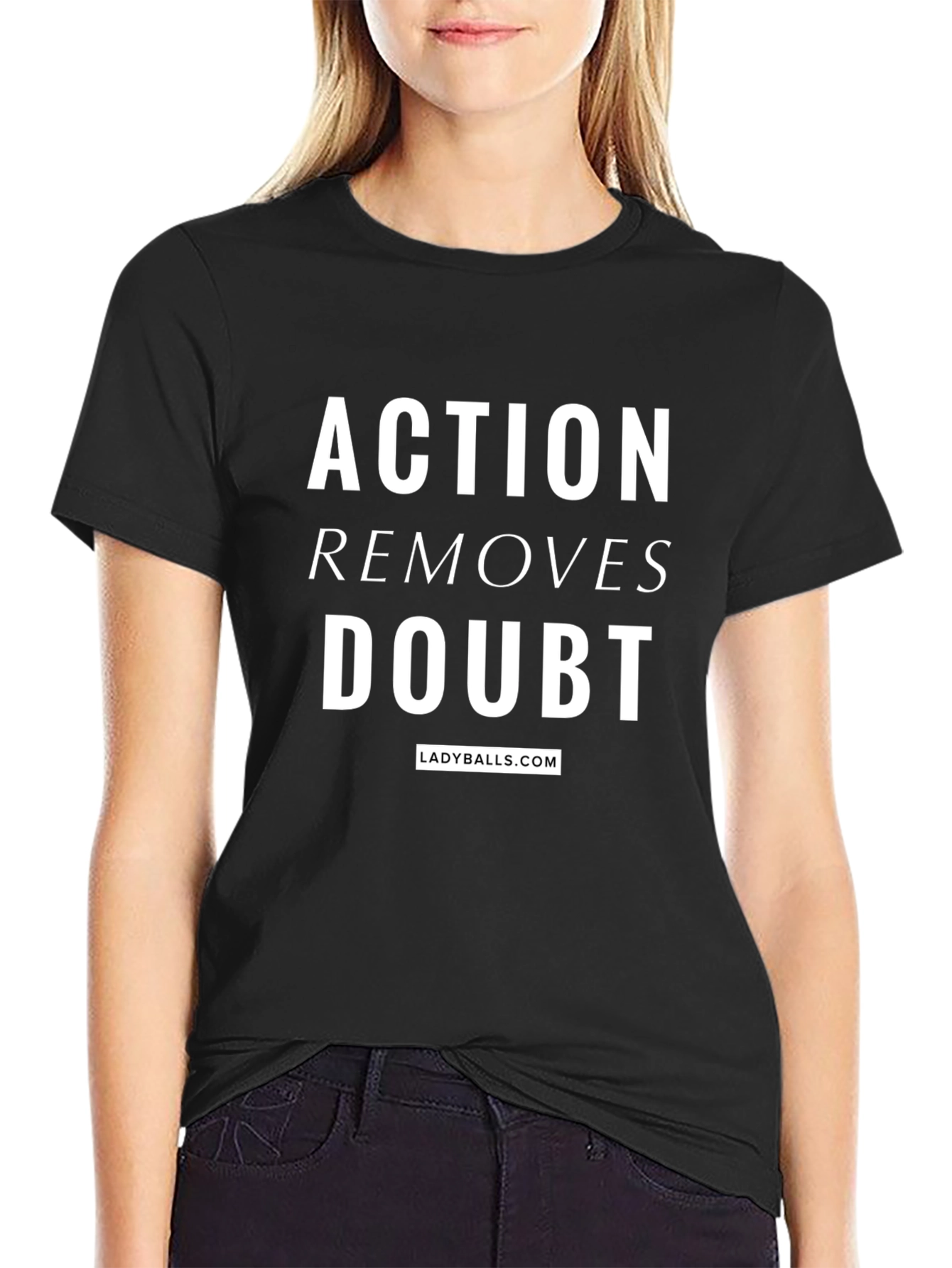Action Removes Doubt Black Graphic Tee