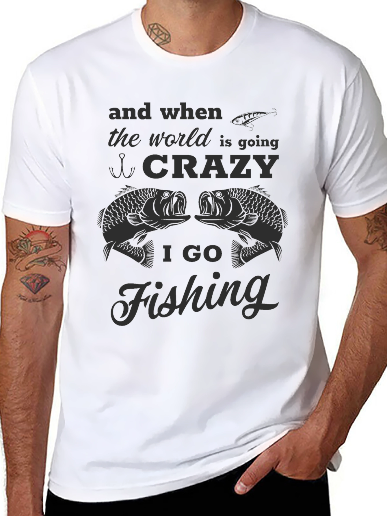 Crazy Fishing T-Shirt - Mens Funny Graphic Tee