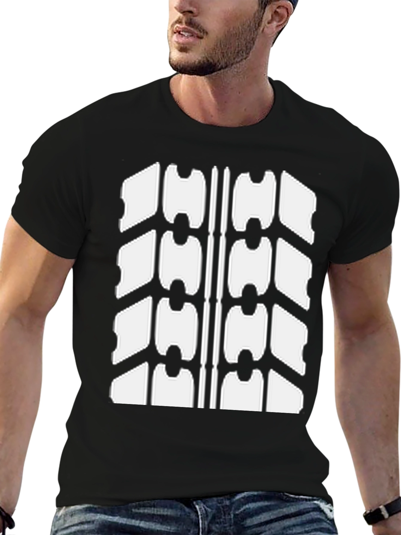 Cool Tire Tread Graphic Black T-Shirt