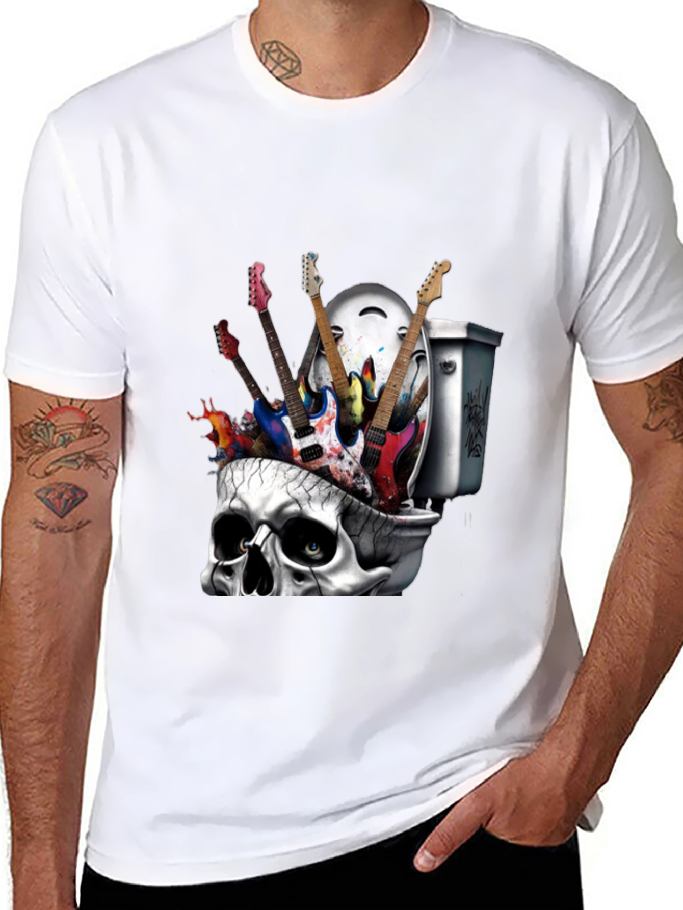 Skull Toilet Guitar T-Shirt