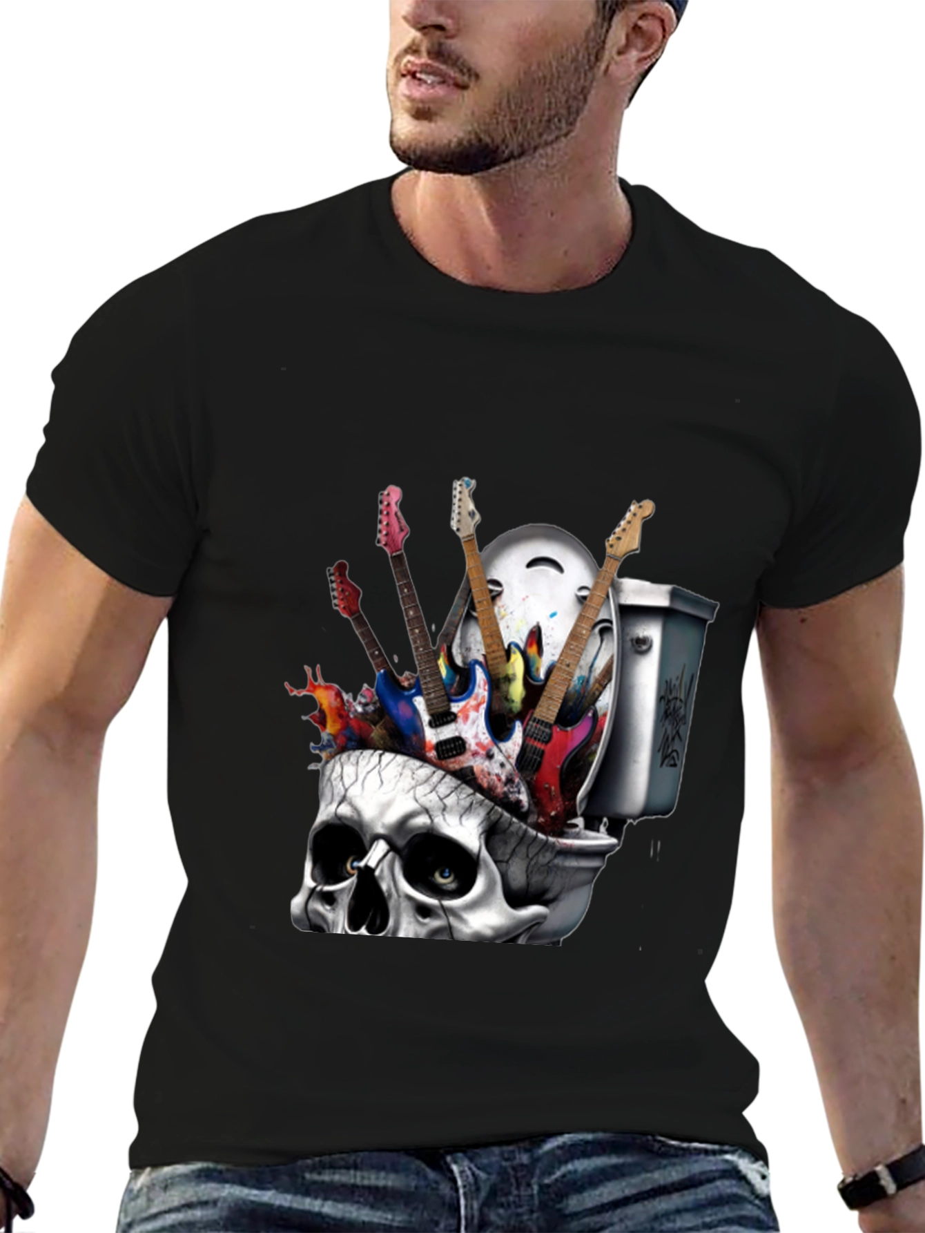Skull Toilet Guitar T-Shirt