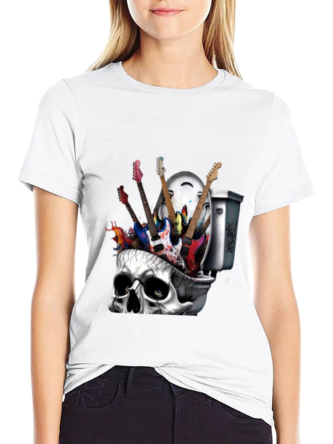 Skull Toilet Guitar T-Shirt