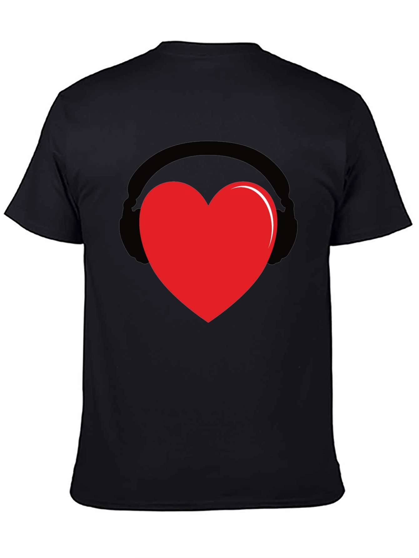 Heart Headphones Graphic Tee - Black