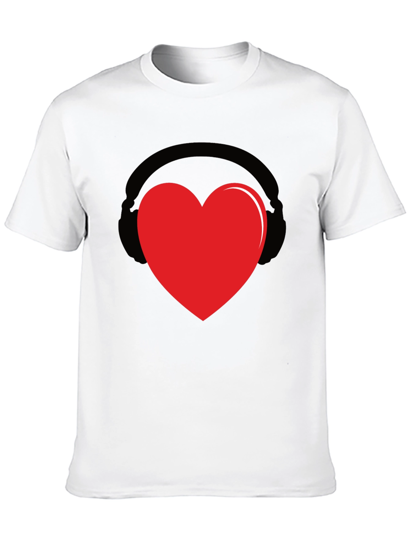 Heart Headphones Graphic Tee - Black