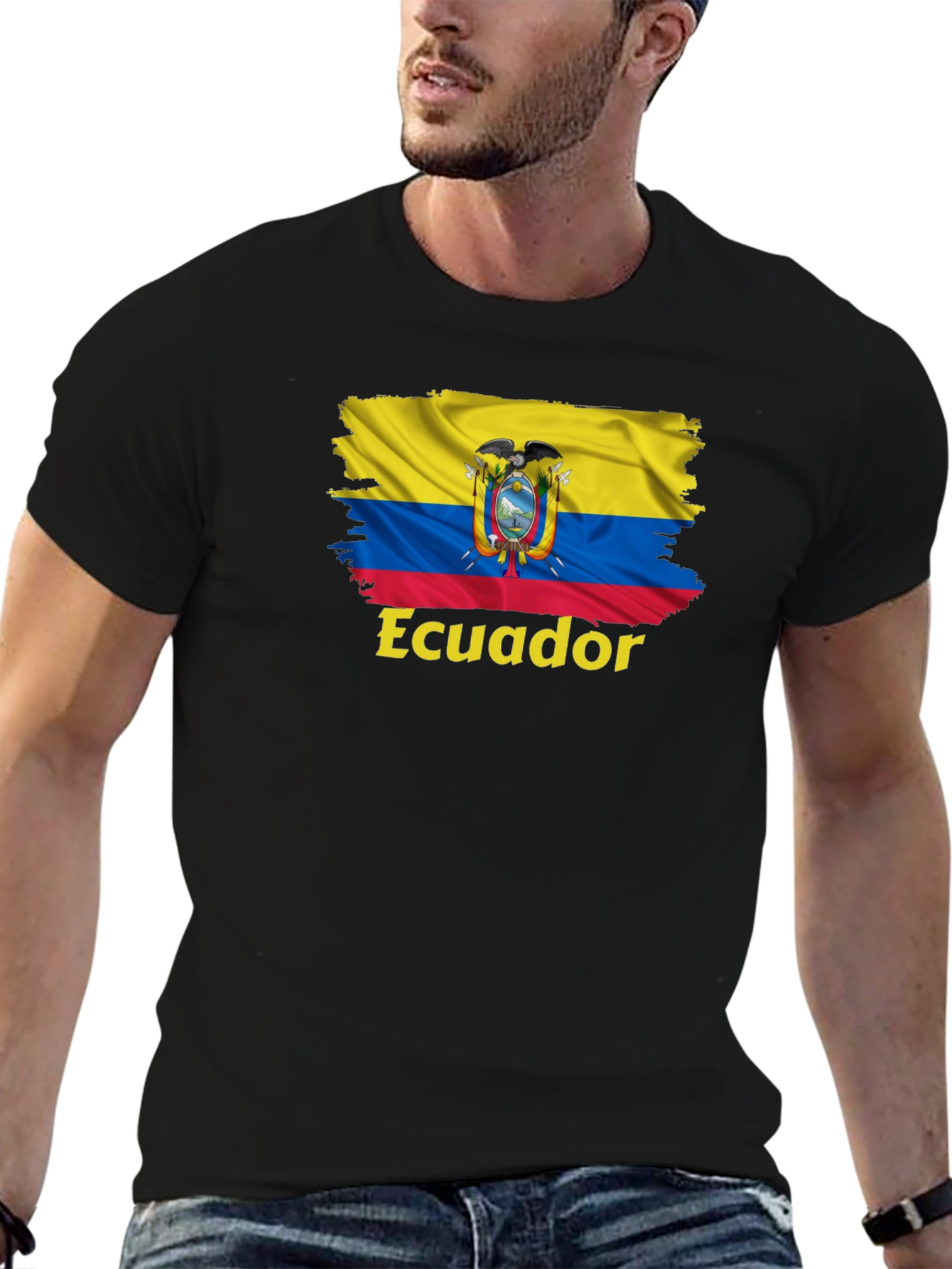 Ecuador Flag Graphic Tee - Black T-Shirt