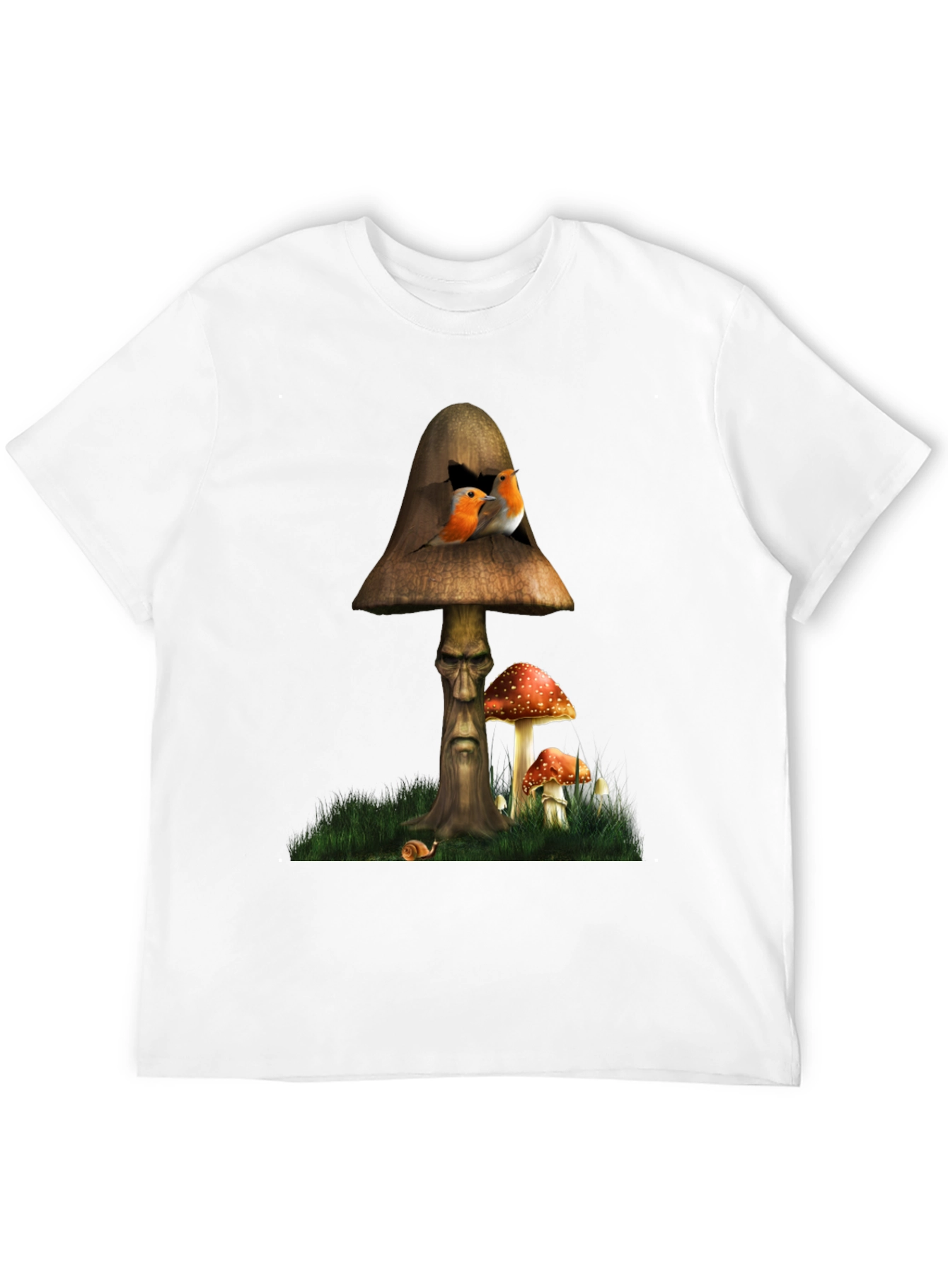 Mushroom Birdhouse Graphic Tee - Unique Fantasy Design