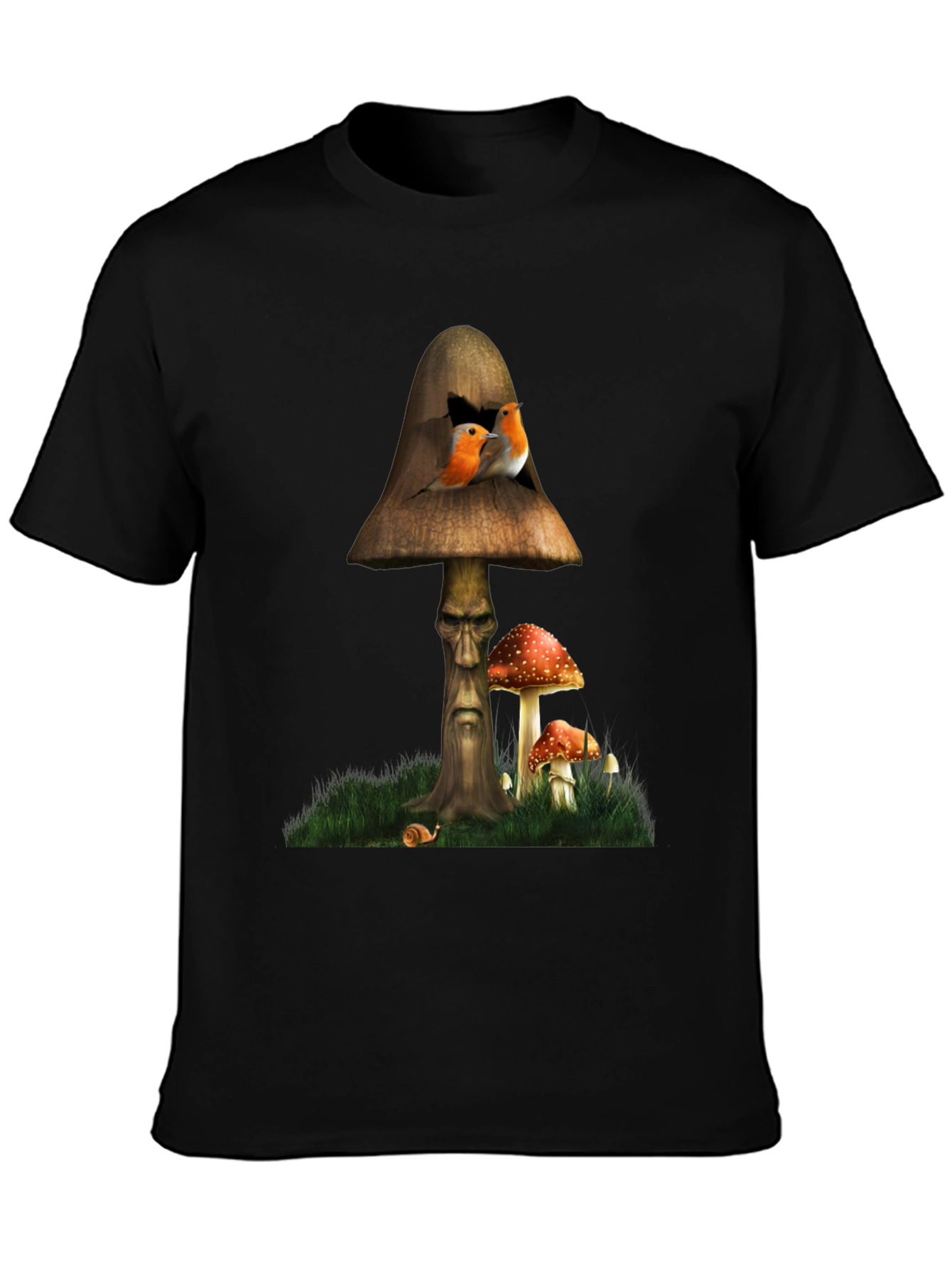 Mushroom Birdhouse Graphic Tee - Unique Fantasy Design