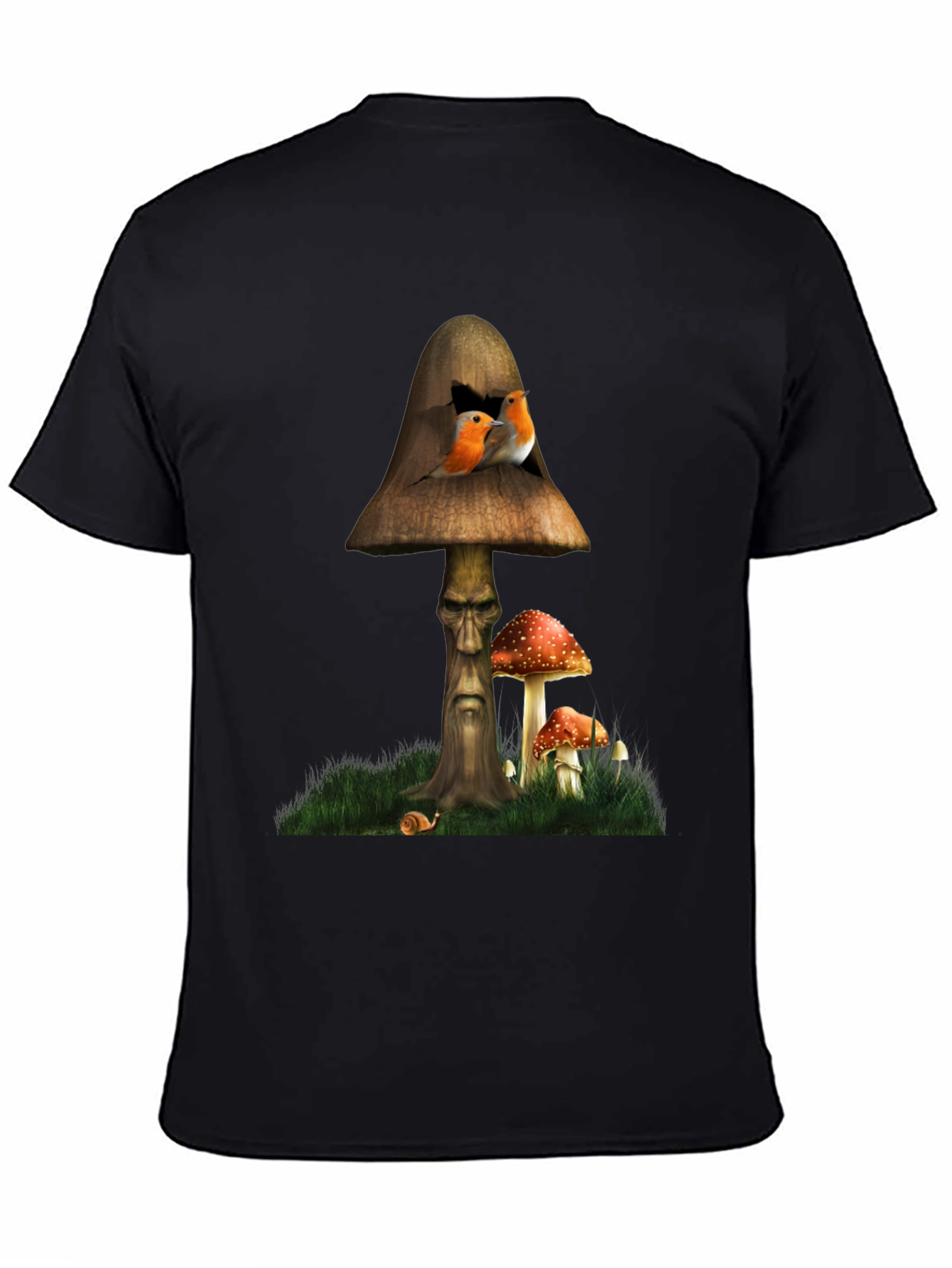 Mushroom Birdhouse Graphic Tee - Unique Fantasy Design