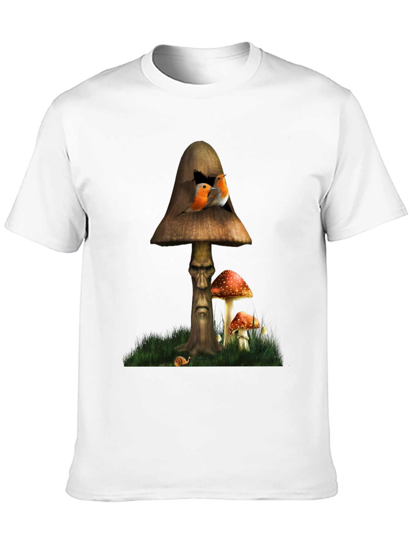 Mushroom Birdhouse Graphic Tee - Unique Fantasy Design